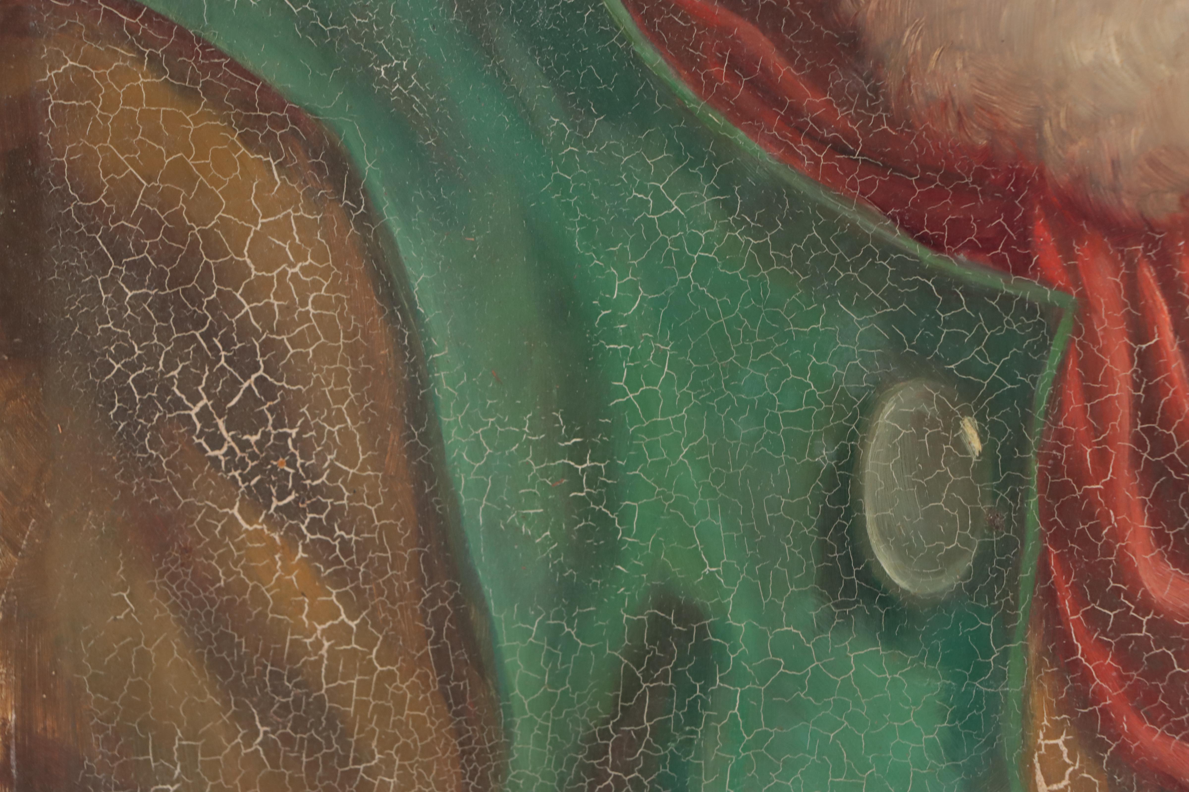 Brandmeir Oil Portrait of German Man Smoking Pipe