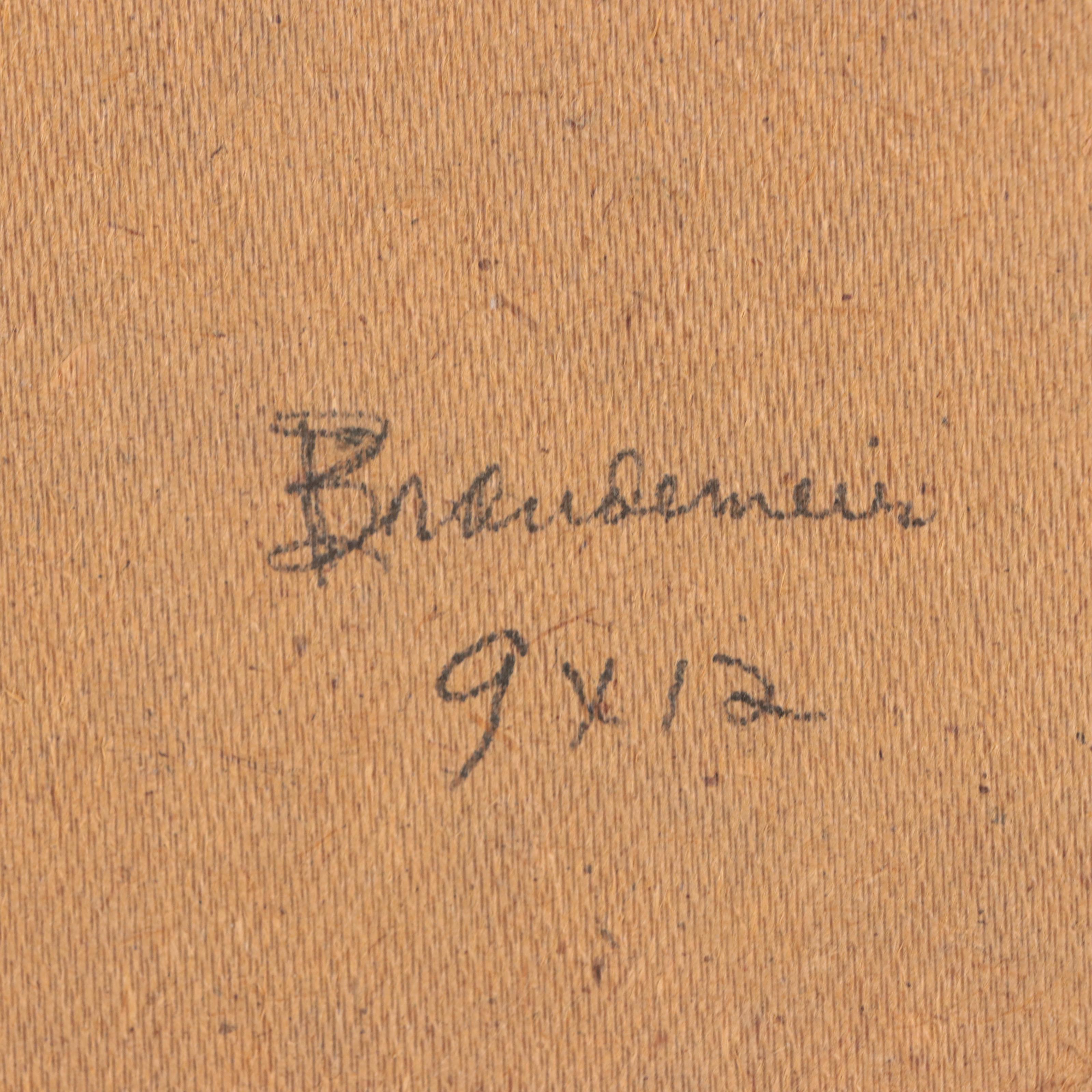 Brandmeir Oil Portrait of German Man Smoking Pipe