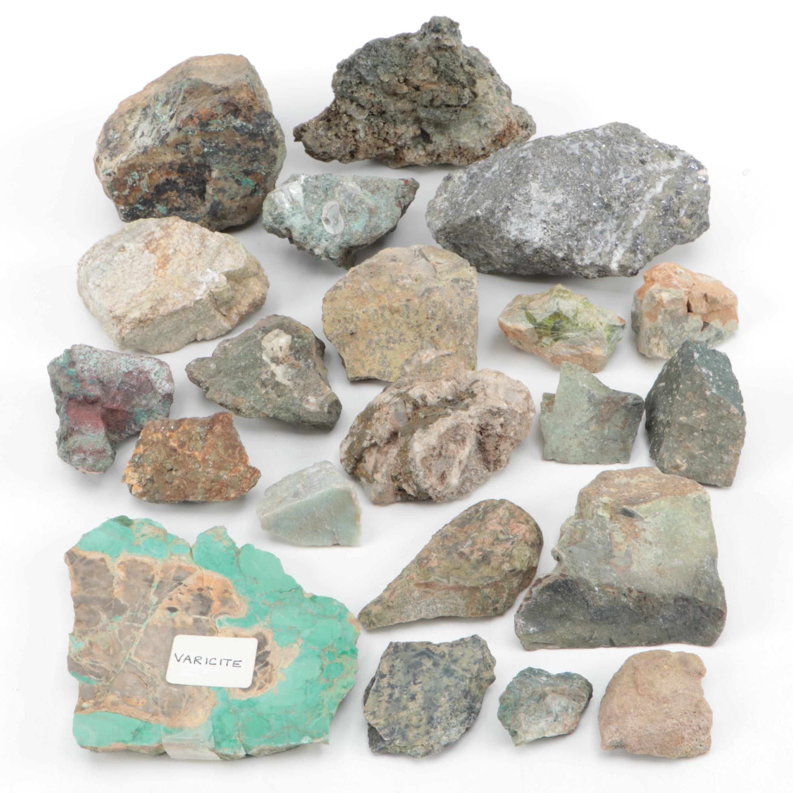 Variscite, Chalcopyrite, Chrysocolla and Other Mineral Specimens