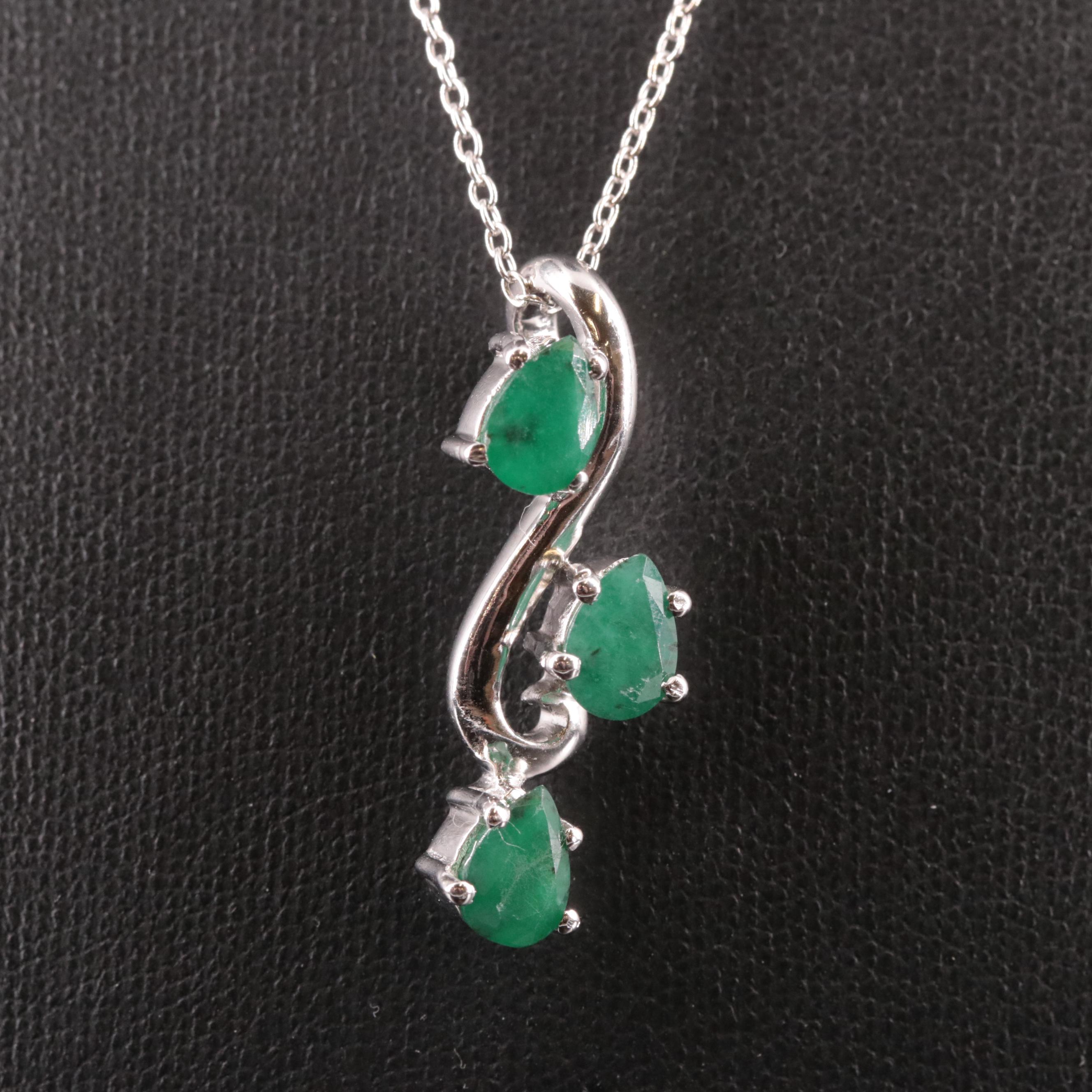 Sterling Emerald Pendant Necklace