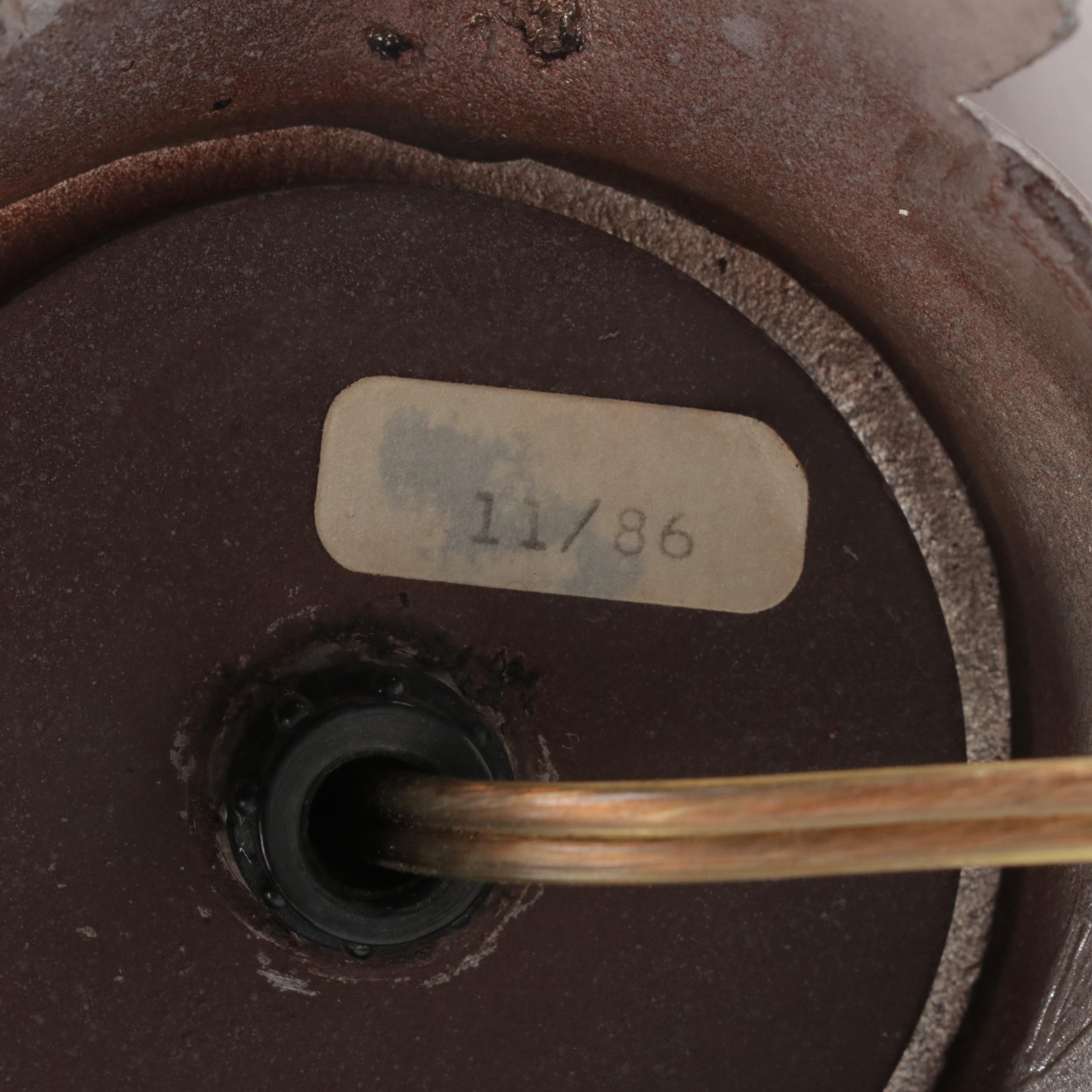 Japanese Style Guardian Lion Handled Bronzed Metal Vase Table Lamp