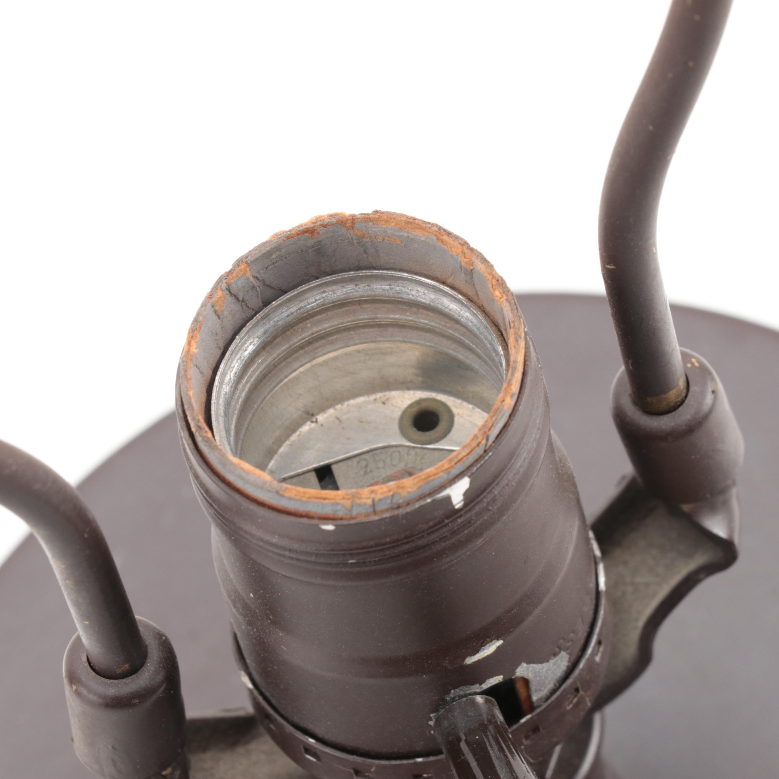 Japanese Style Guardian Lion Handled Bronzed Metal Vase Table Lamp