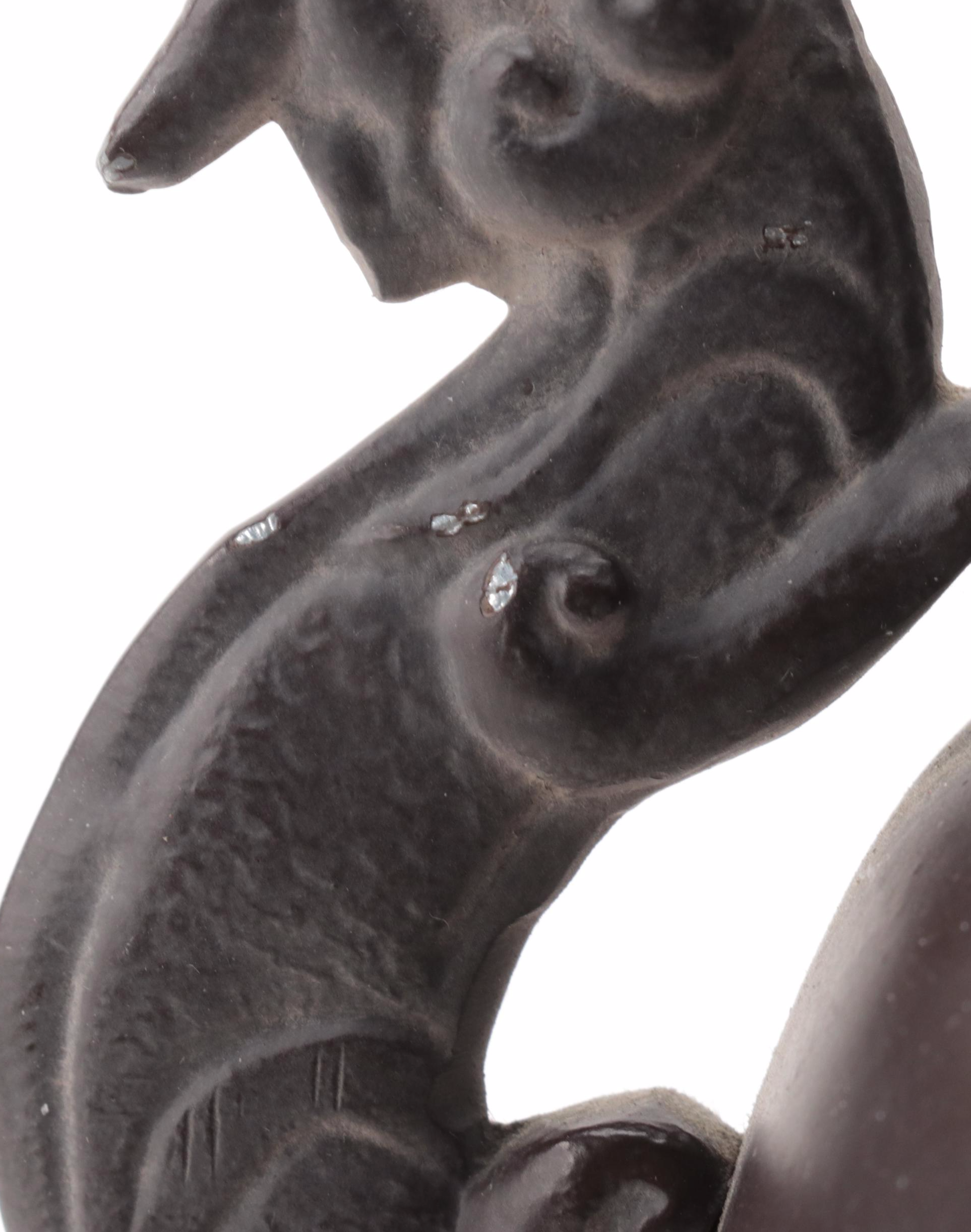 Japanese Style Guardian Lion Handled Bronzed Metal Vase Table Lamp