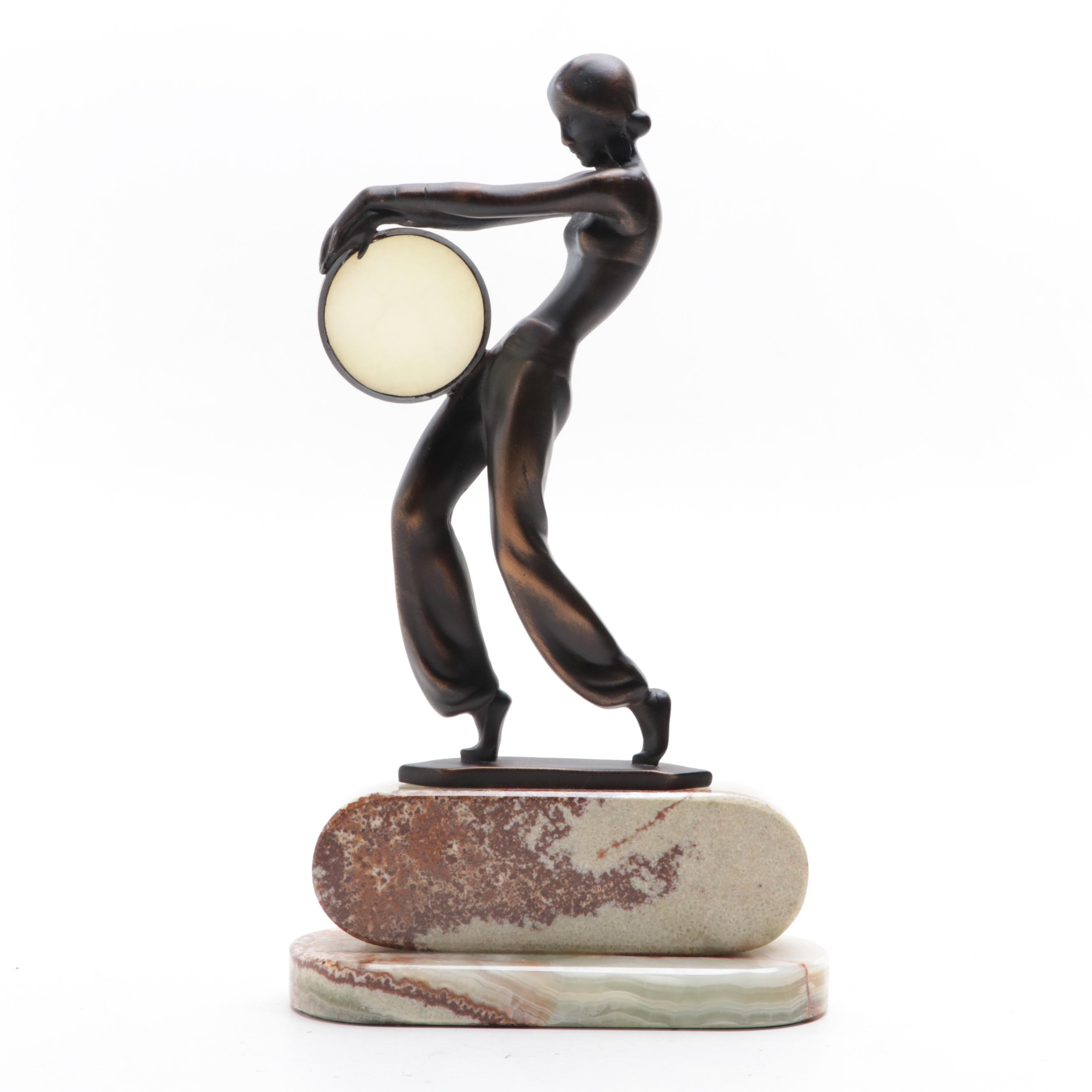 Josef Lorenzl Art Deco Bronze Sculpture on Onyx Base