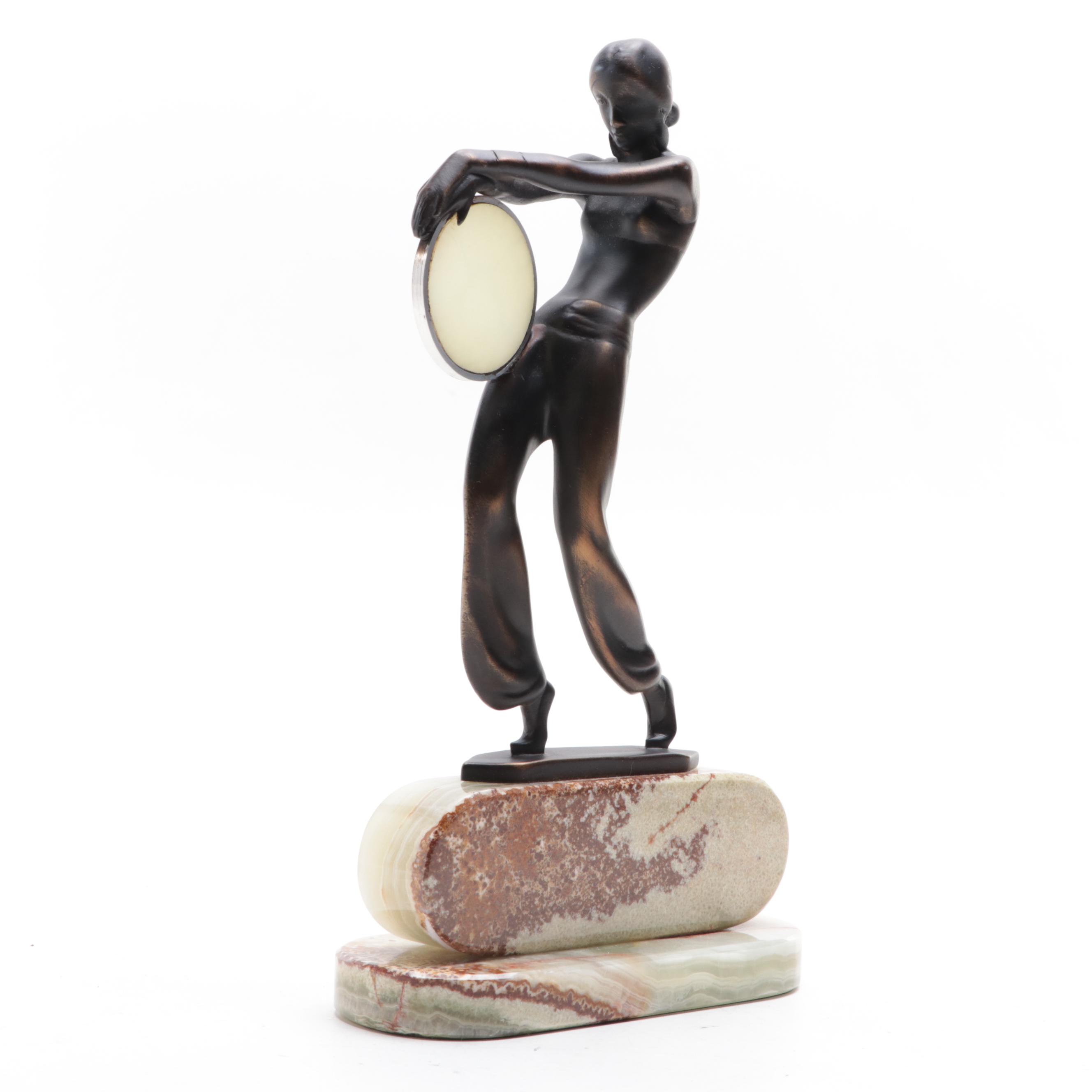 Josef Lorenzl Art Deco Bronze Sculpture on Onyx Base