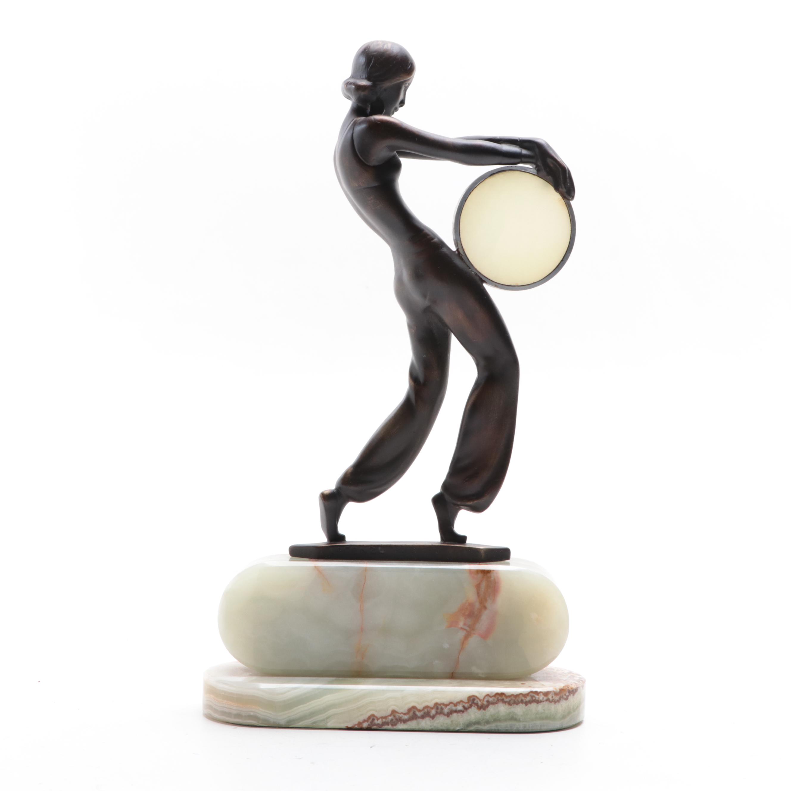 Josef Lorenzl Art Deco Bronze Sculpture on Onyx Base