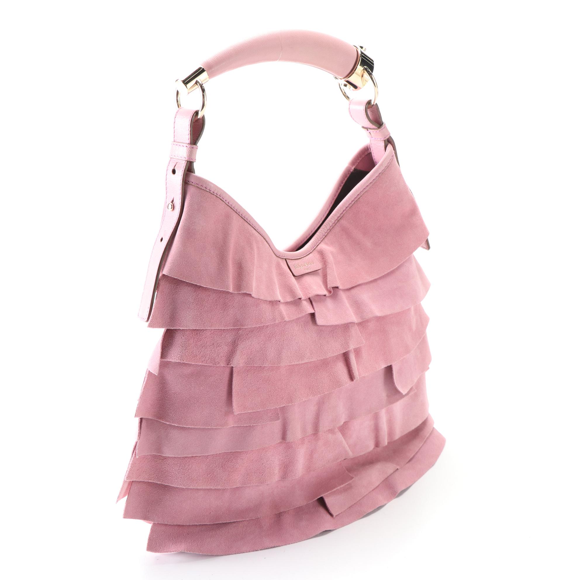 Yves Saint Laurent Mombasa Saint Tropez Handbag in Tiered Suede