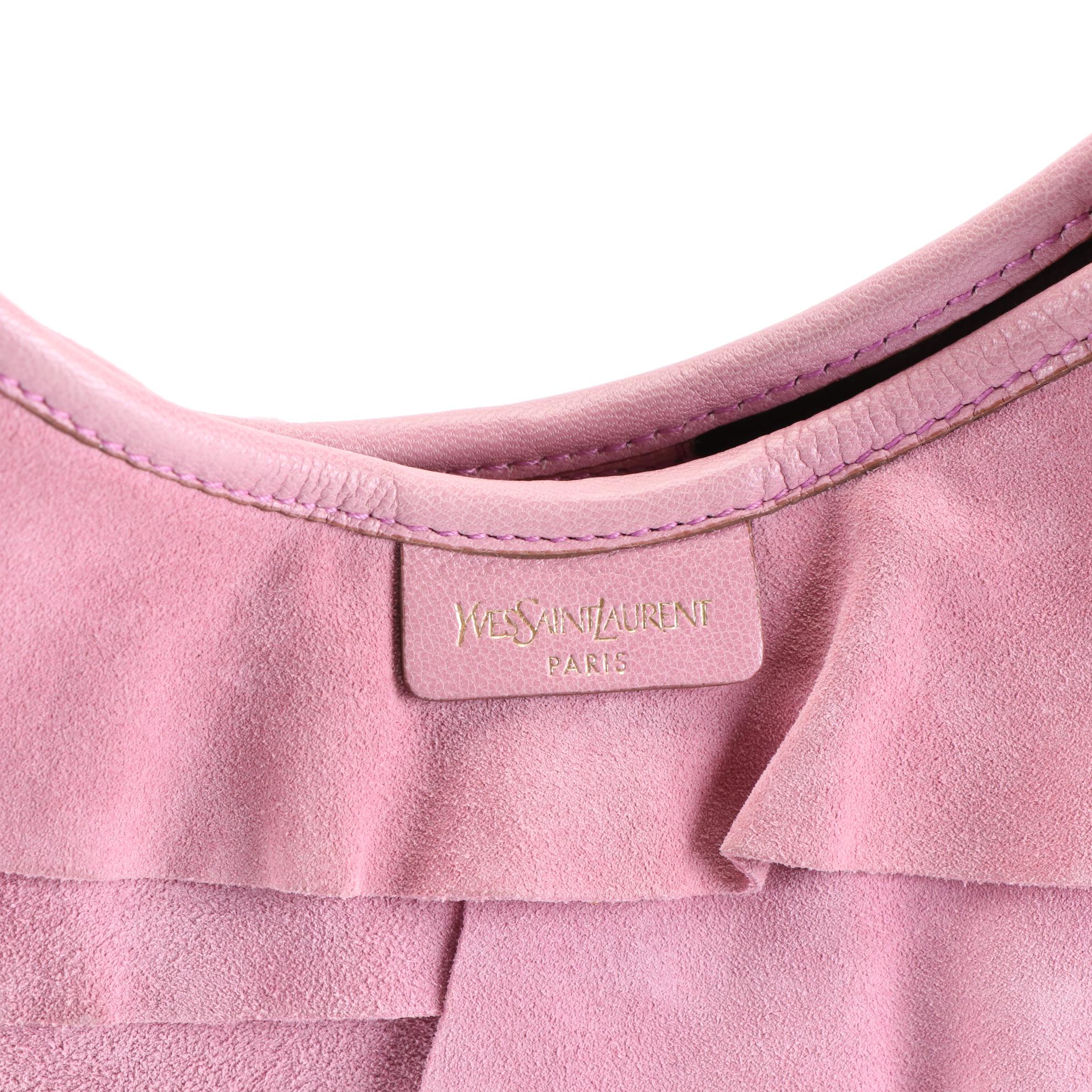 Yves Saint Laurent Mombasa Saint Tropez Handbag in Tiered Suede