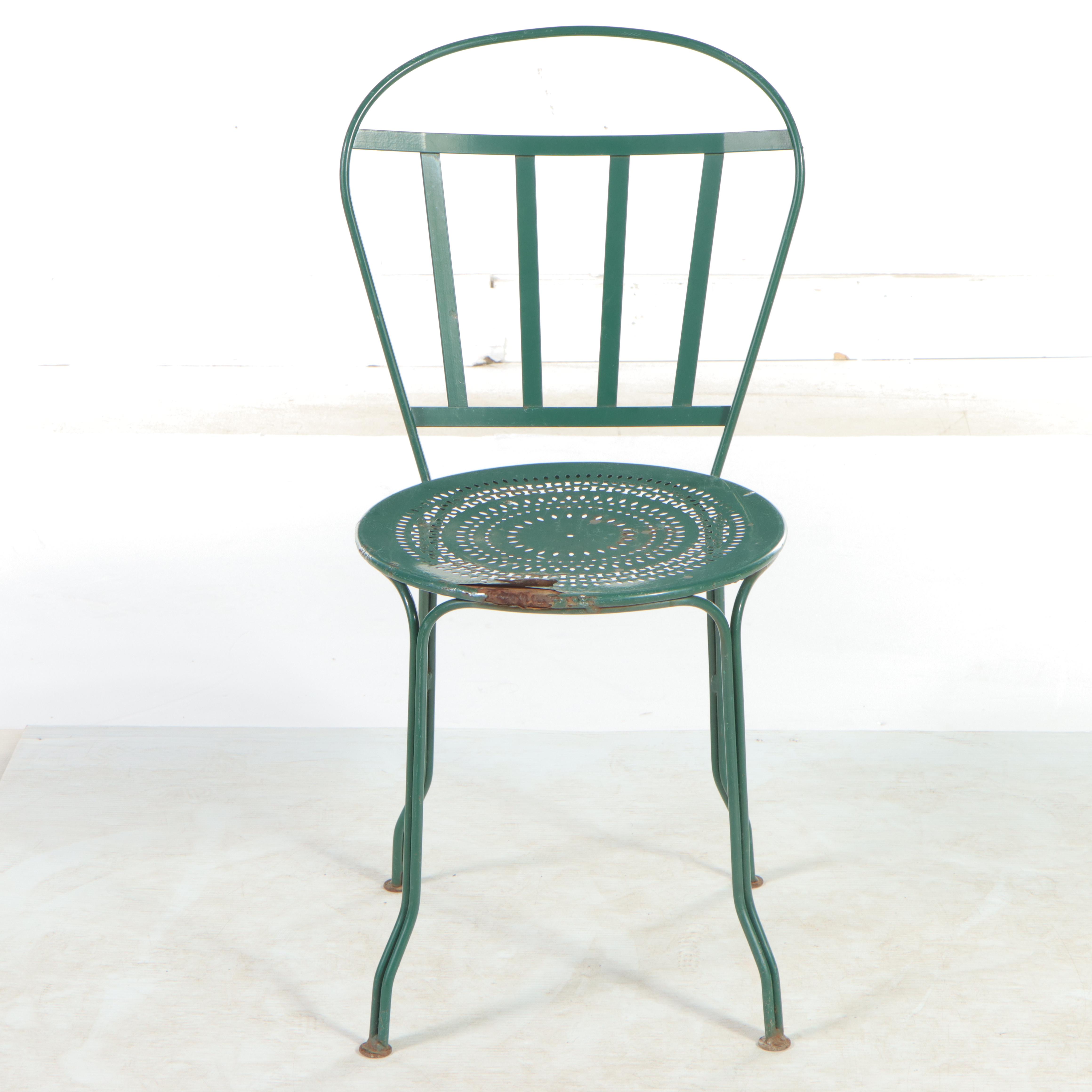 Green-Painted Metal Cafe Chair
