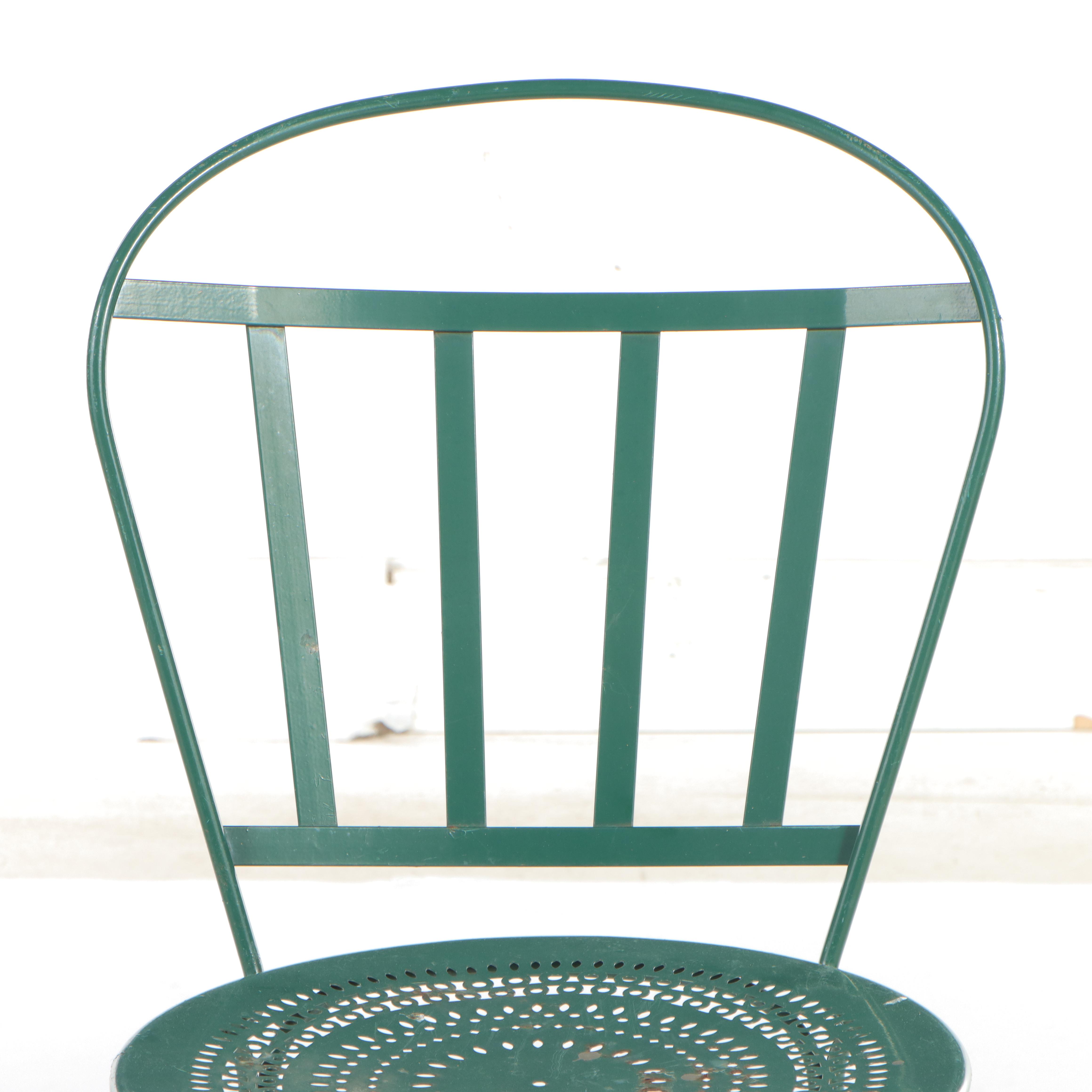 Green-Painted Metal Cafe Chair