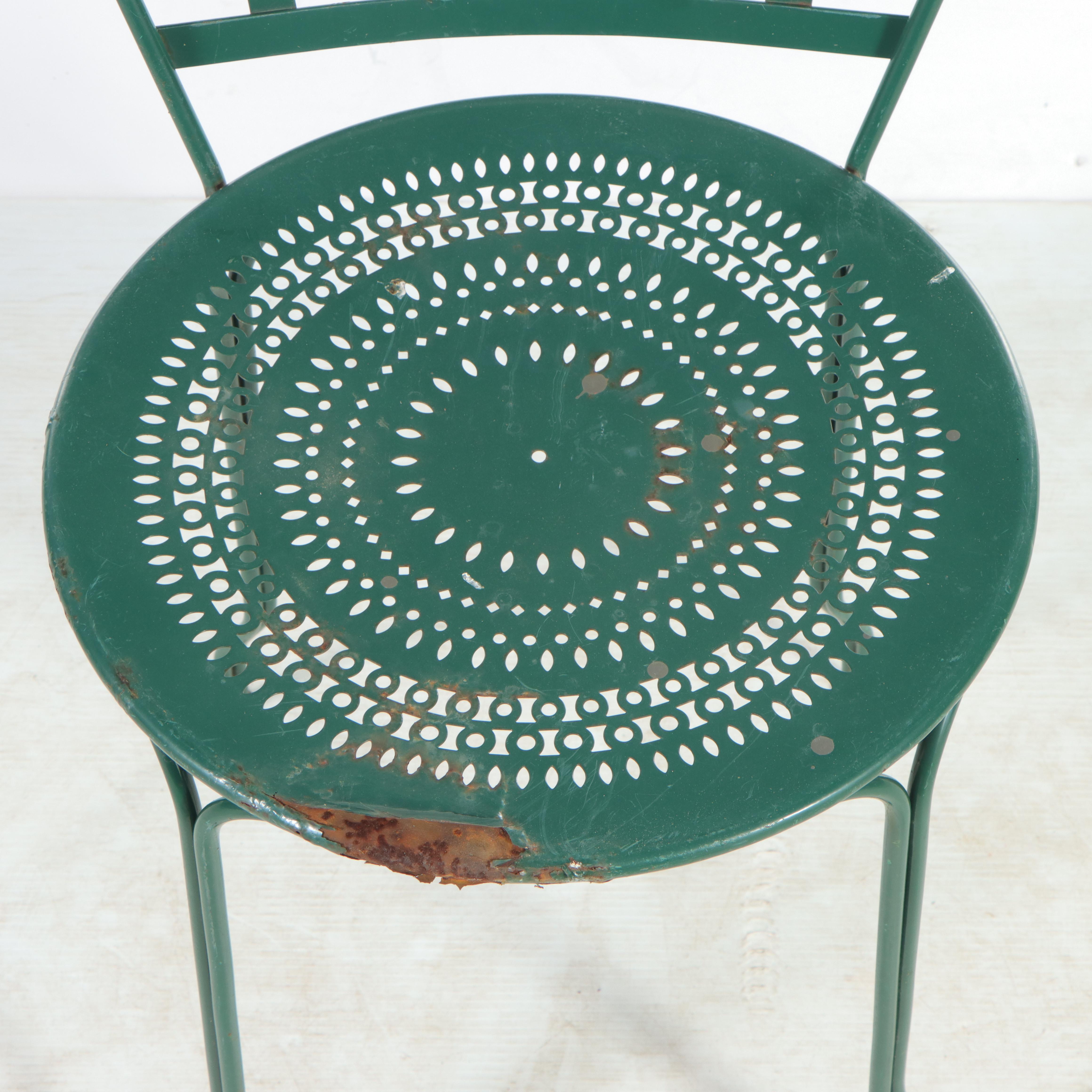 Green-Painted Metal Cafe Chair