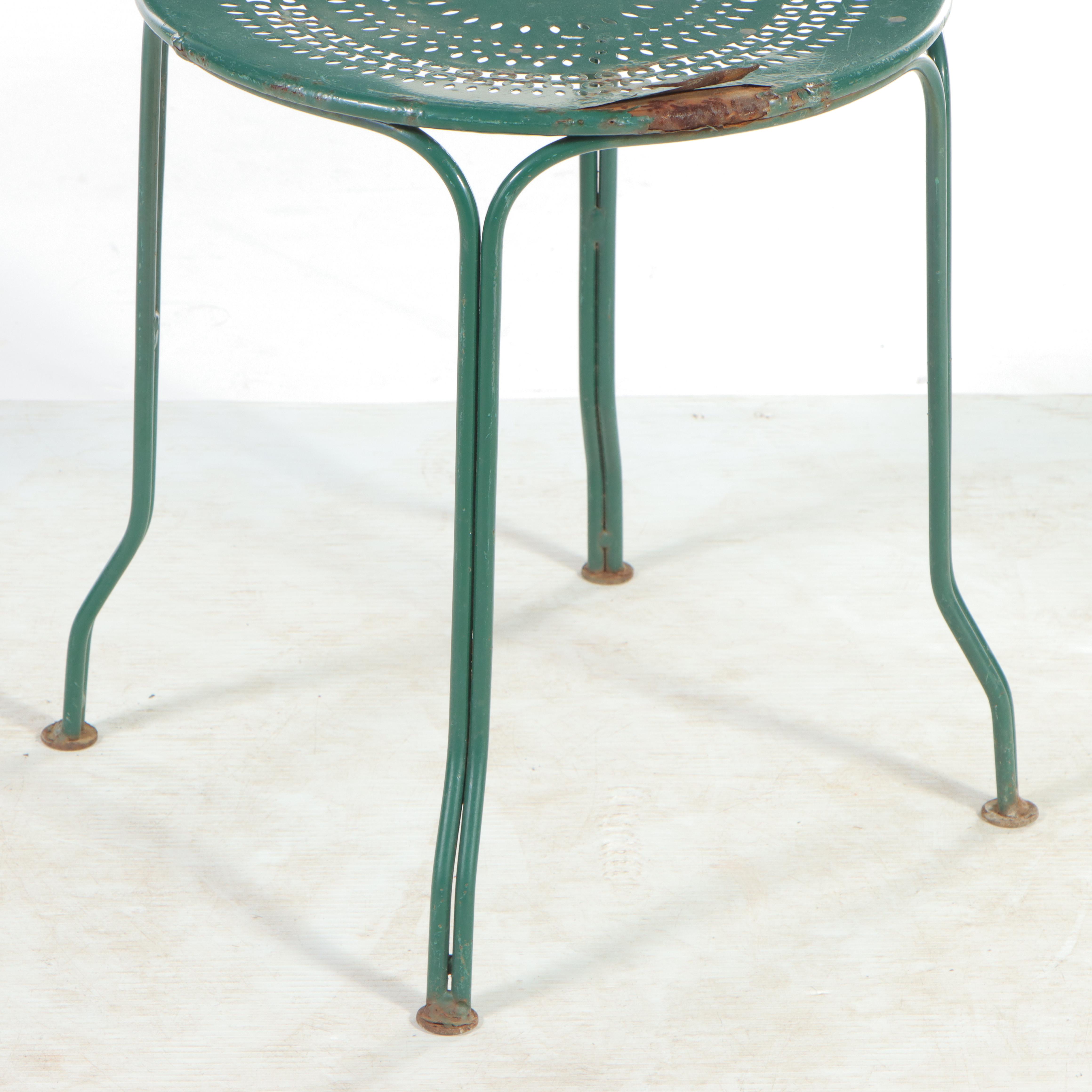 Green-Painted Metal Cafe Chair