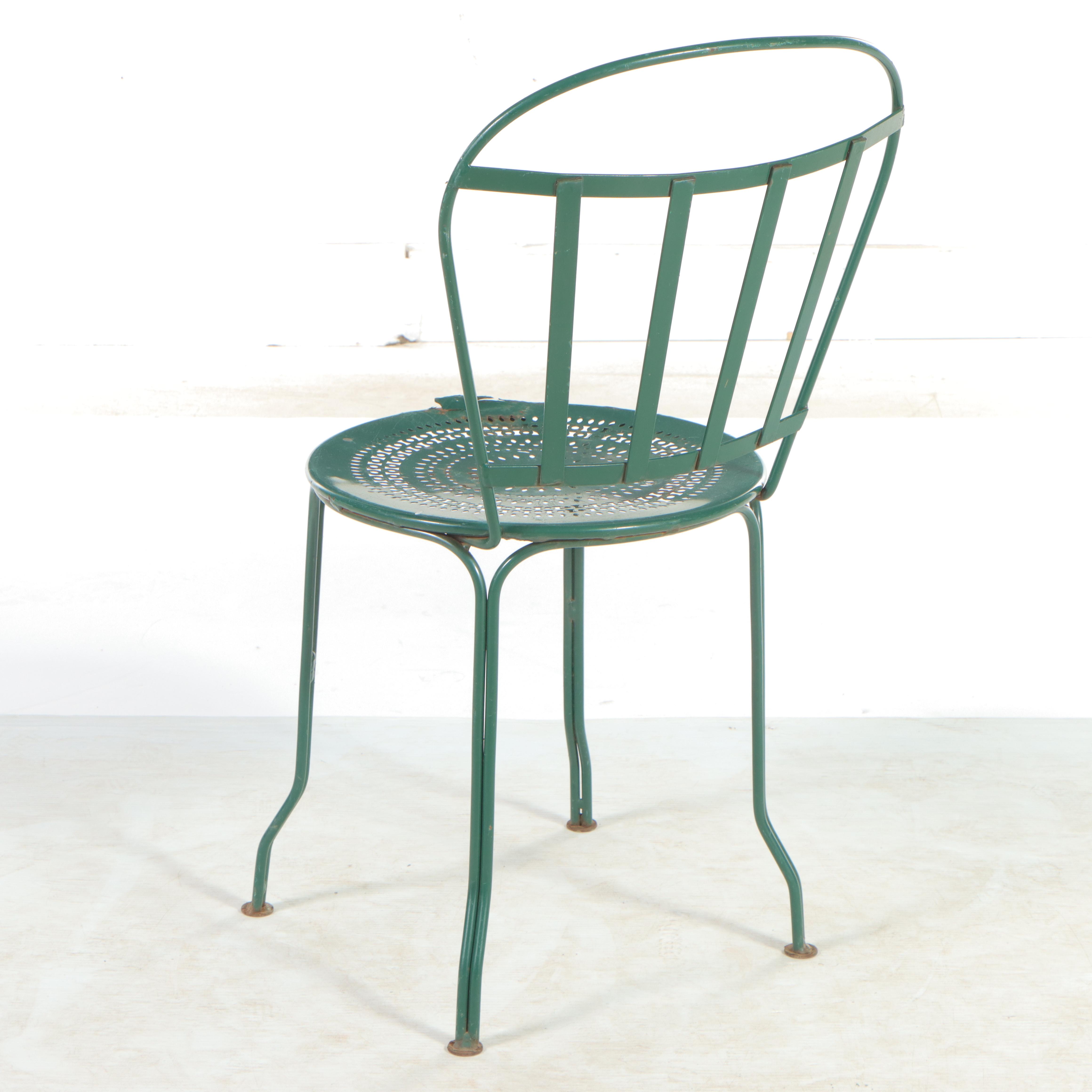 Green-Painted Metal Cafe Chair