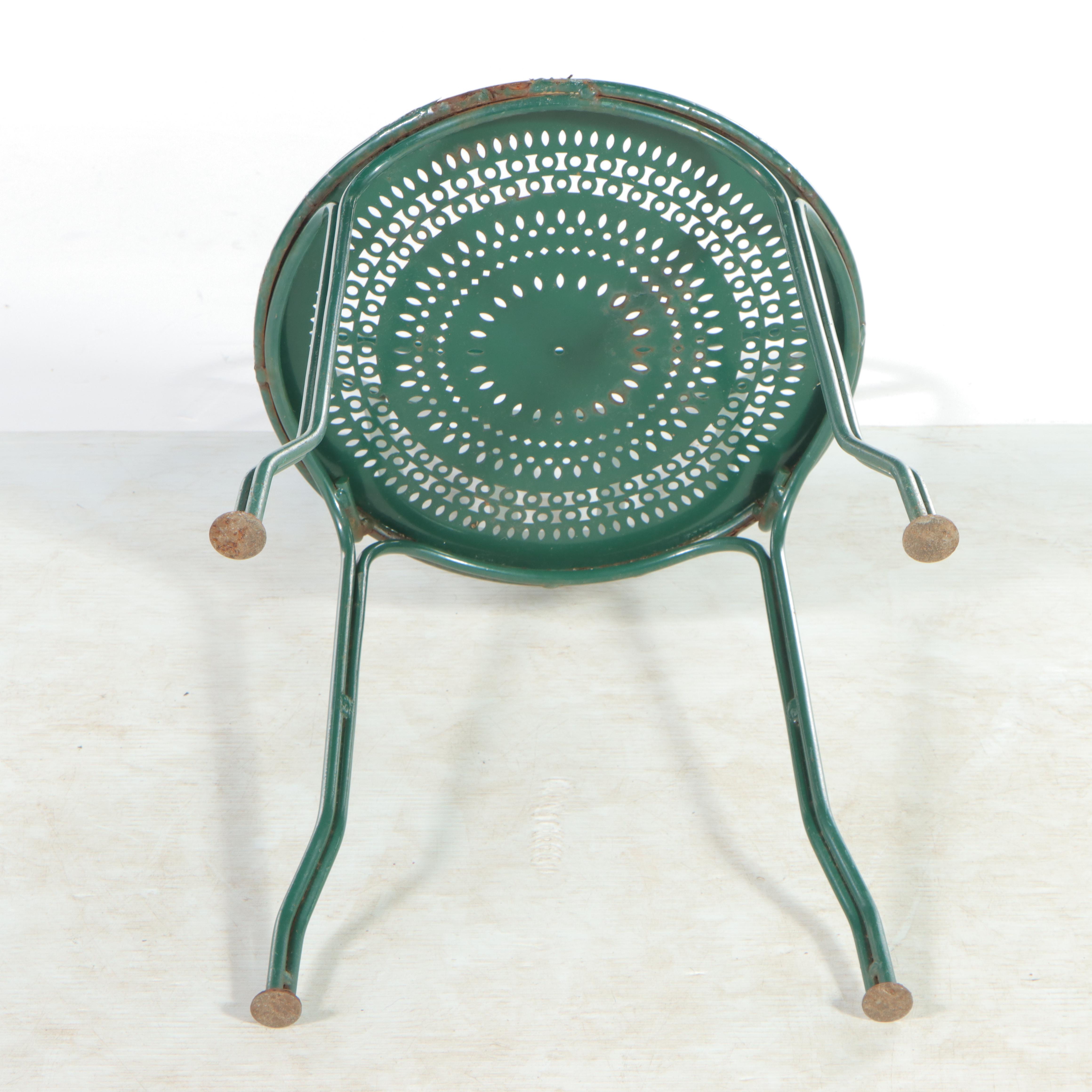 Green-Painted Metal Cafe Chair