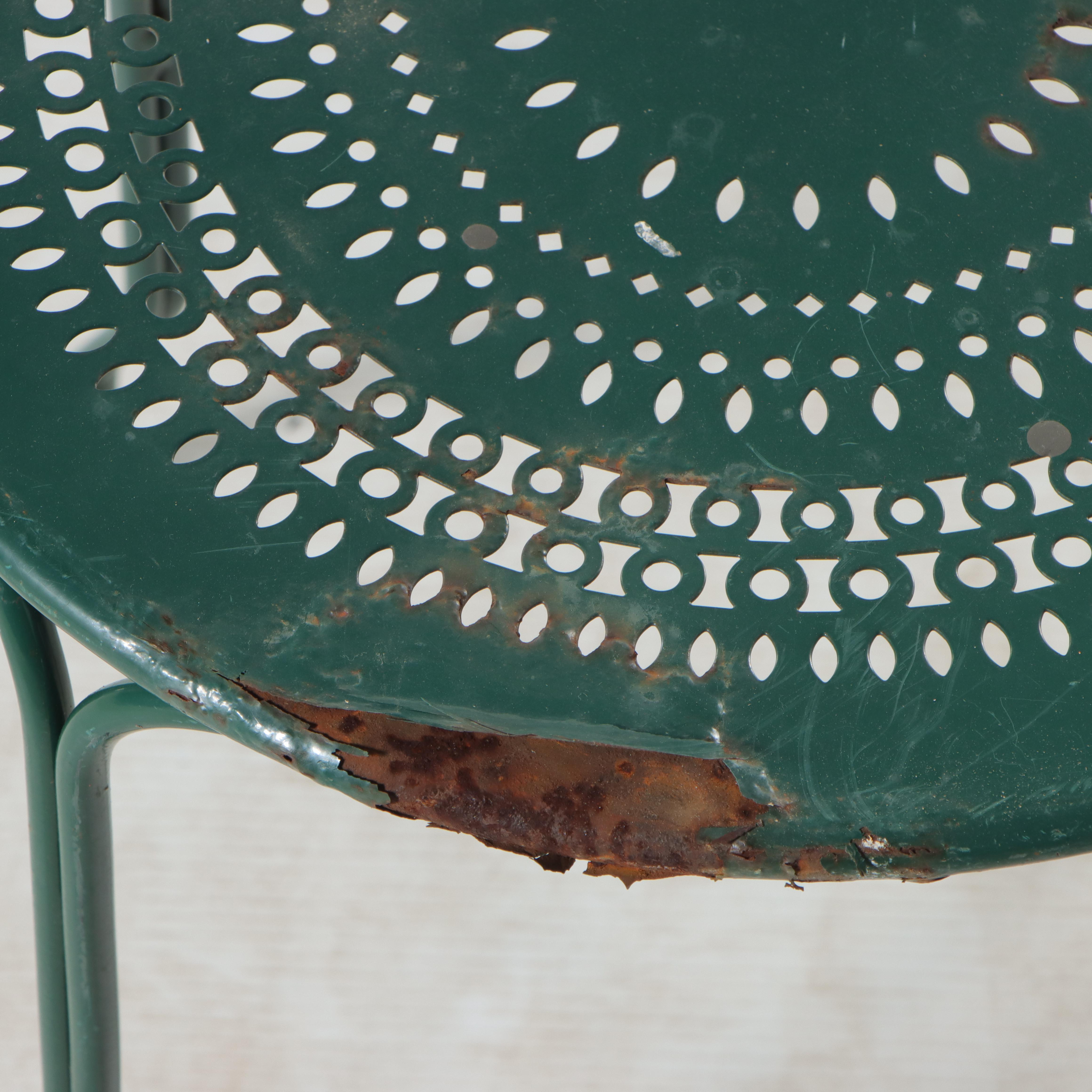 Green-Painted Metal Cafe Chair