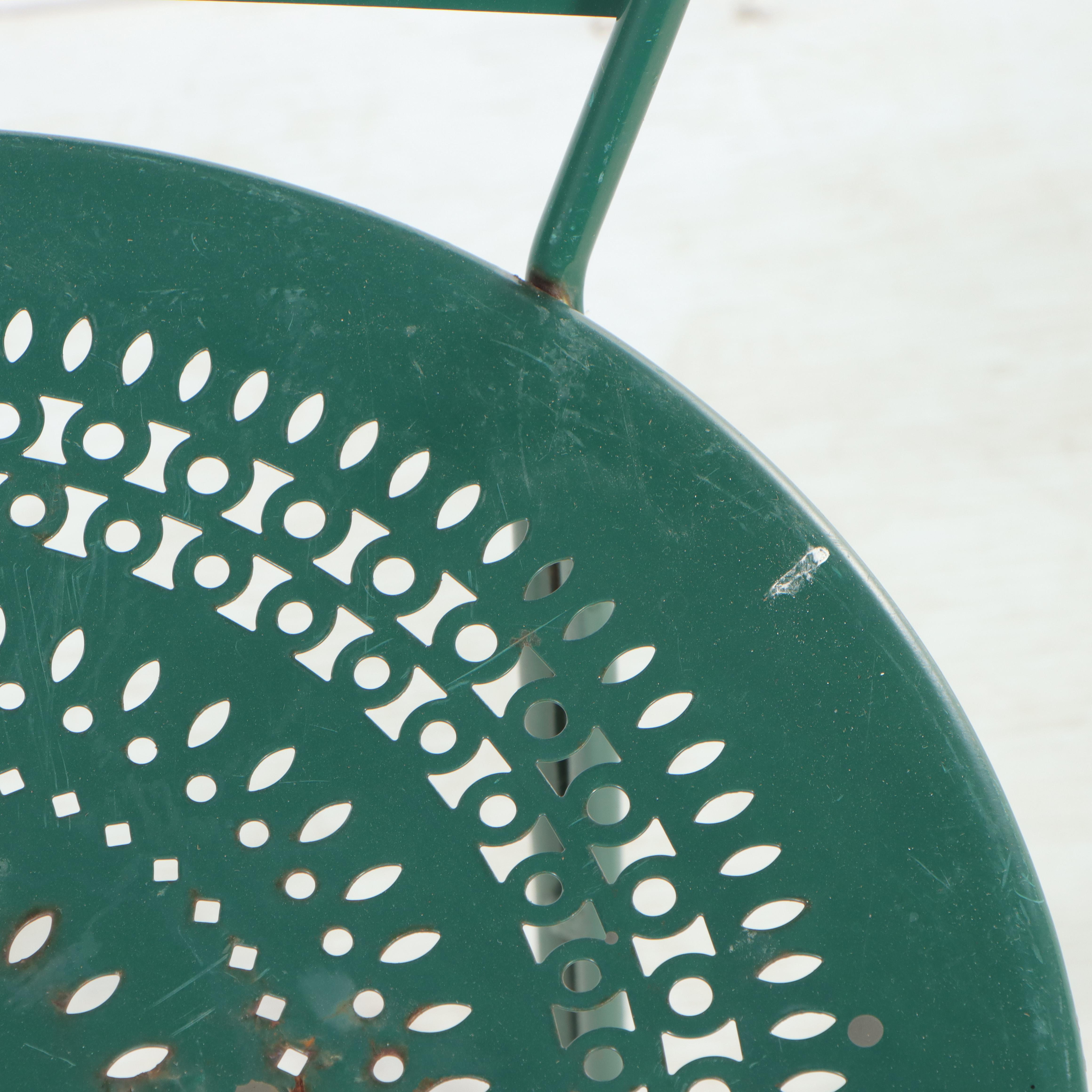 Green-Painted Metal Cafe Chair