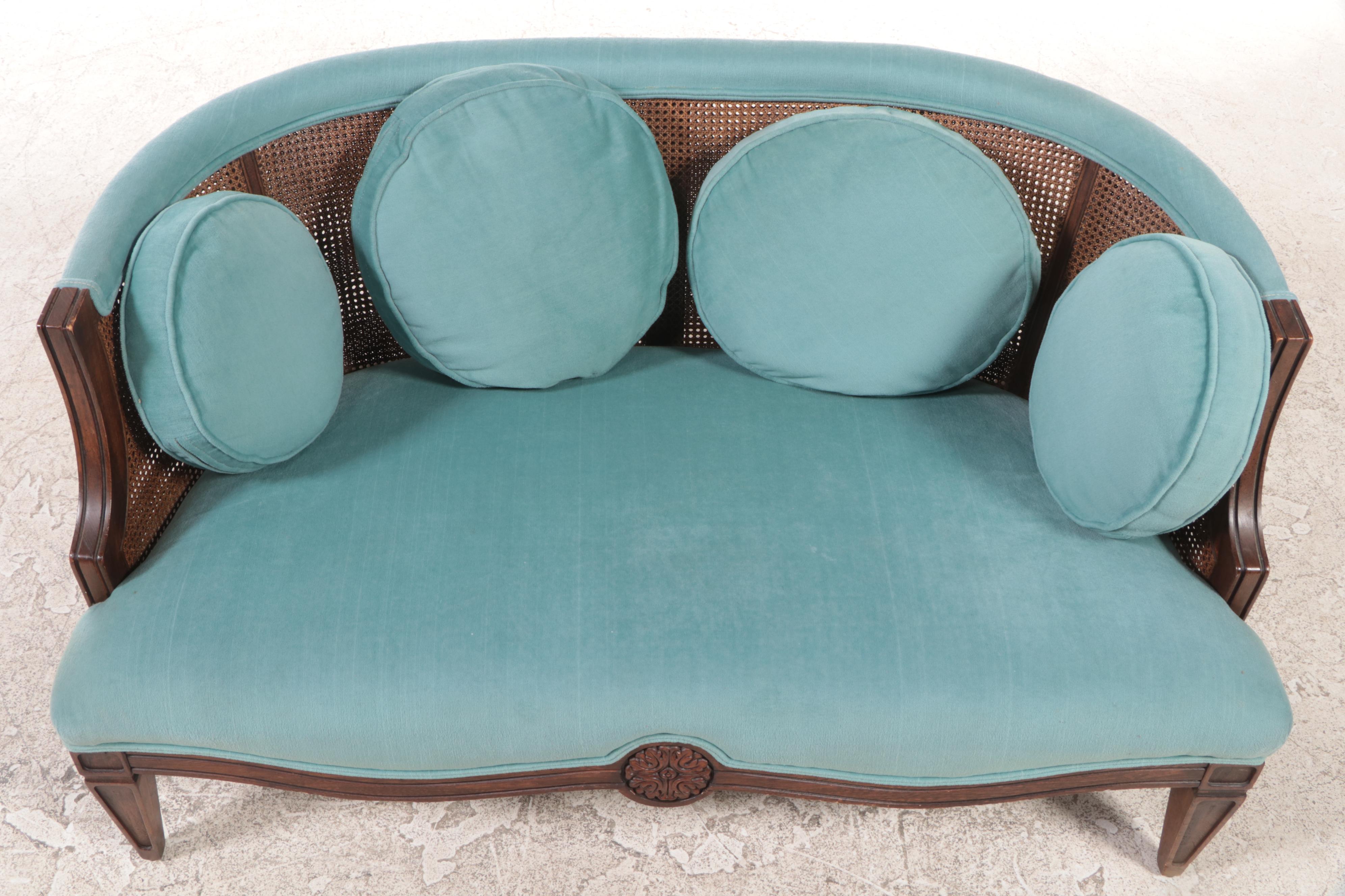 Directoire Style Ash and Custom-Upholstered Settee, Mid to Late 20th Century