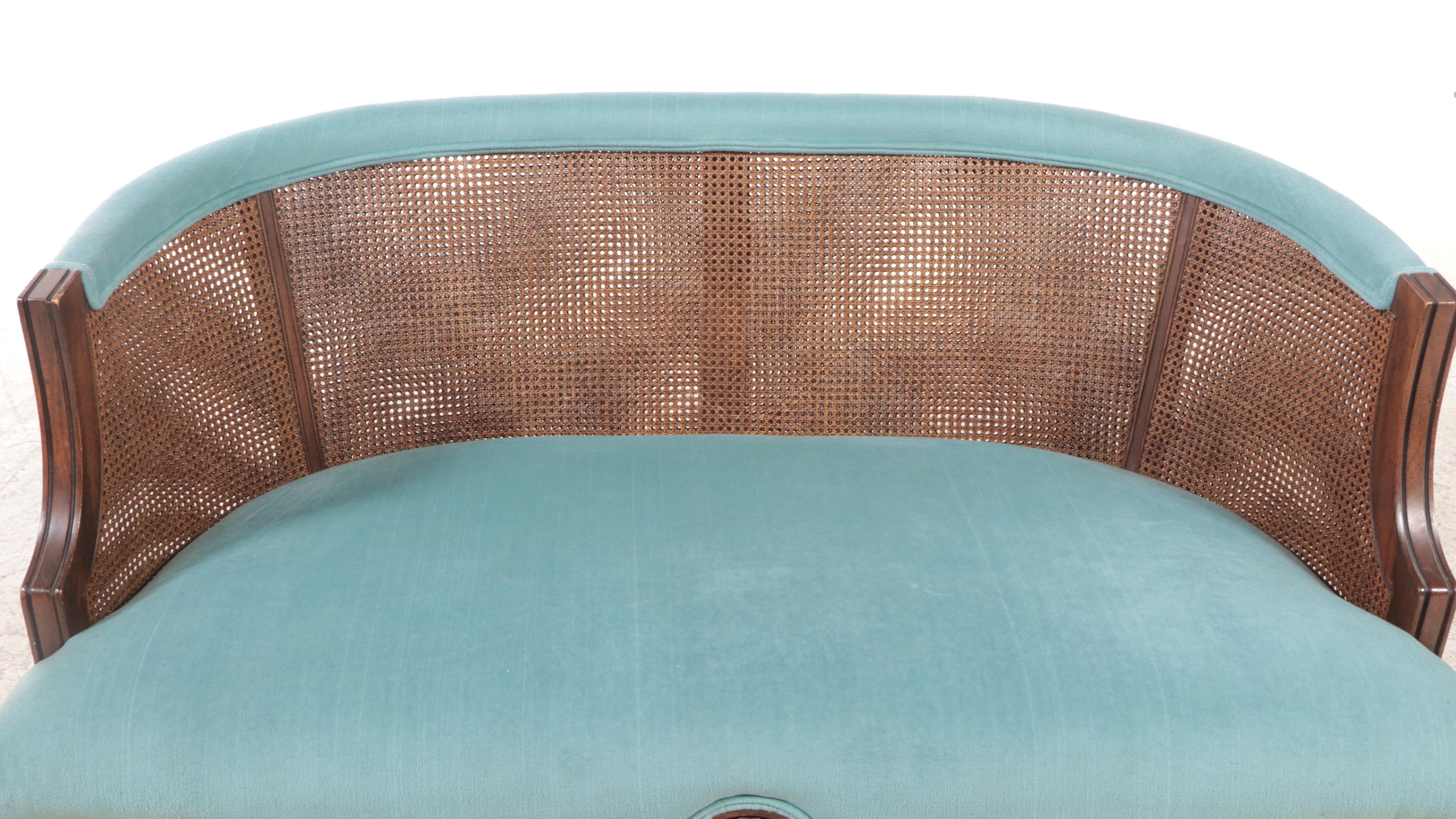 Directoire Style Ash and Custom-Upholstered Settee, Mid to Late 20th Century