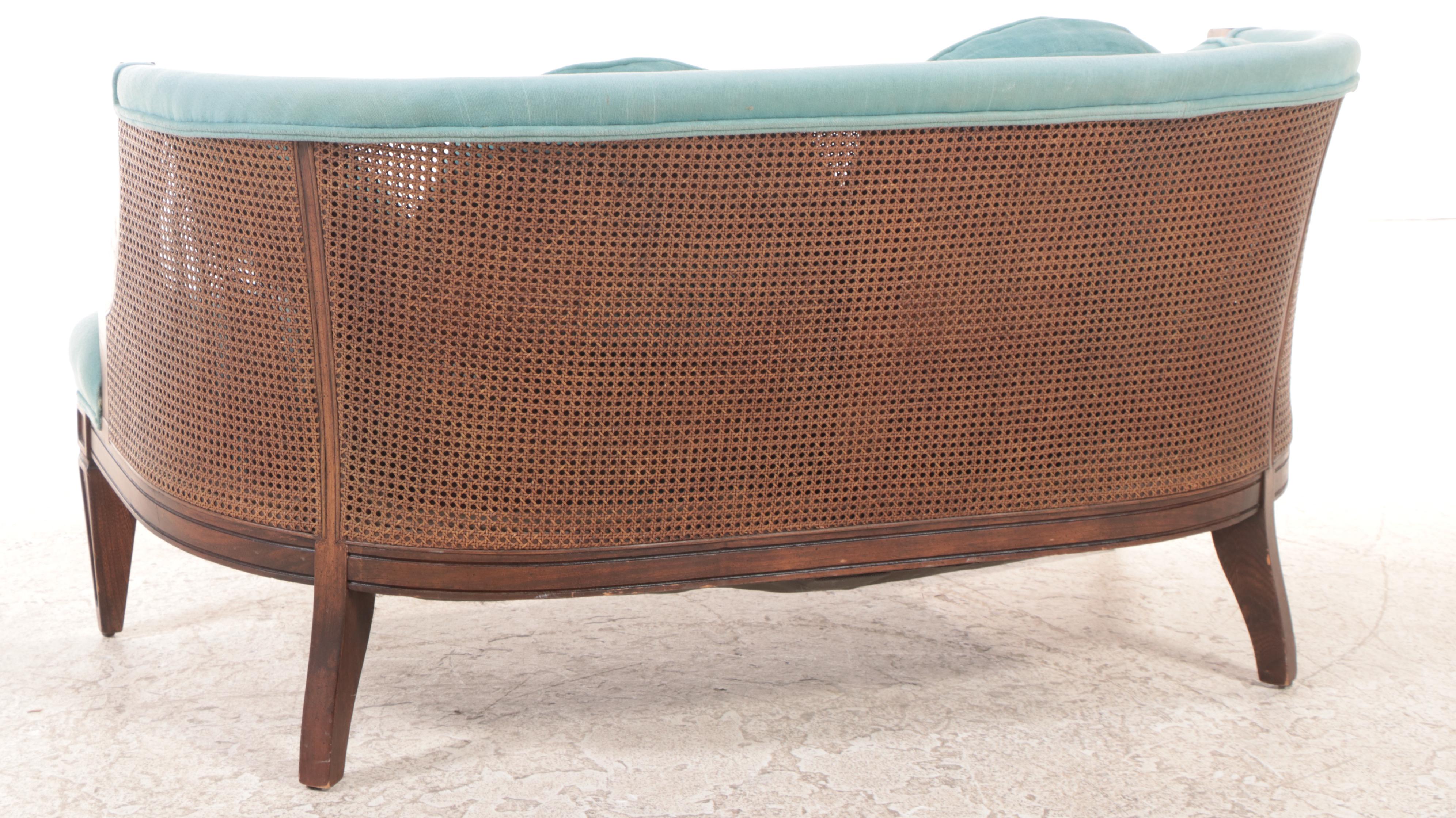 Directoire Style Ash and Custom-Upholstered Settee, Mid to Late 20th Century