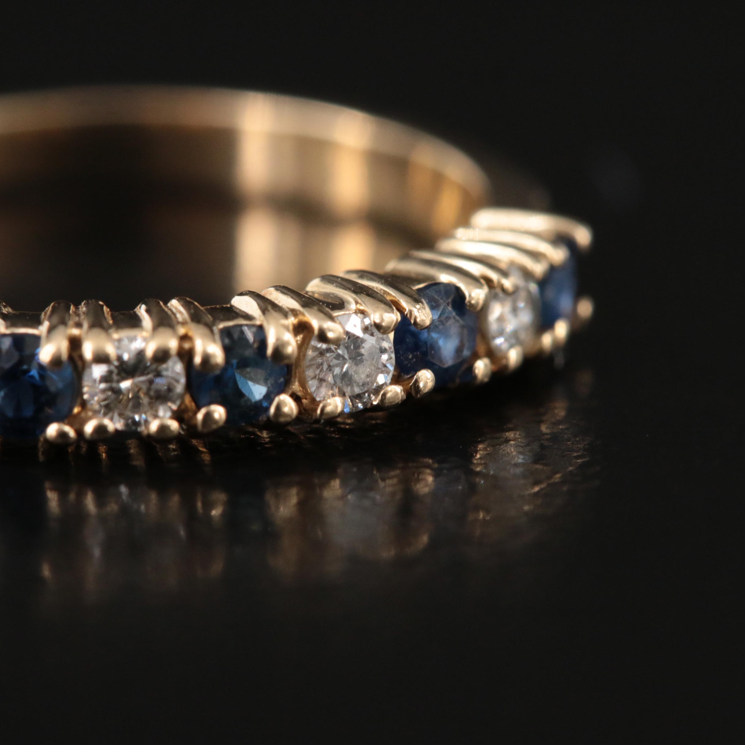 14K Diamond and Sapphire Band