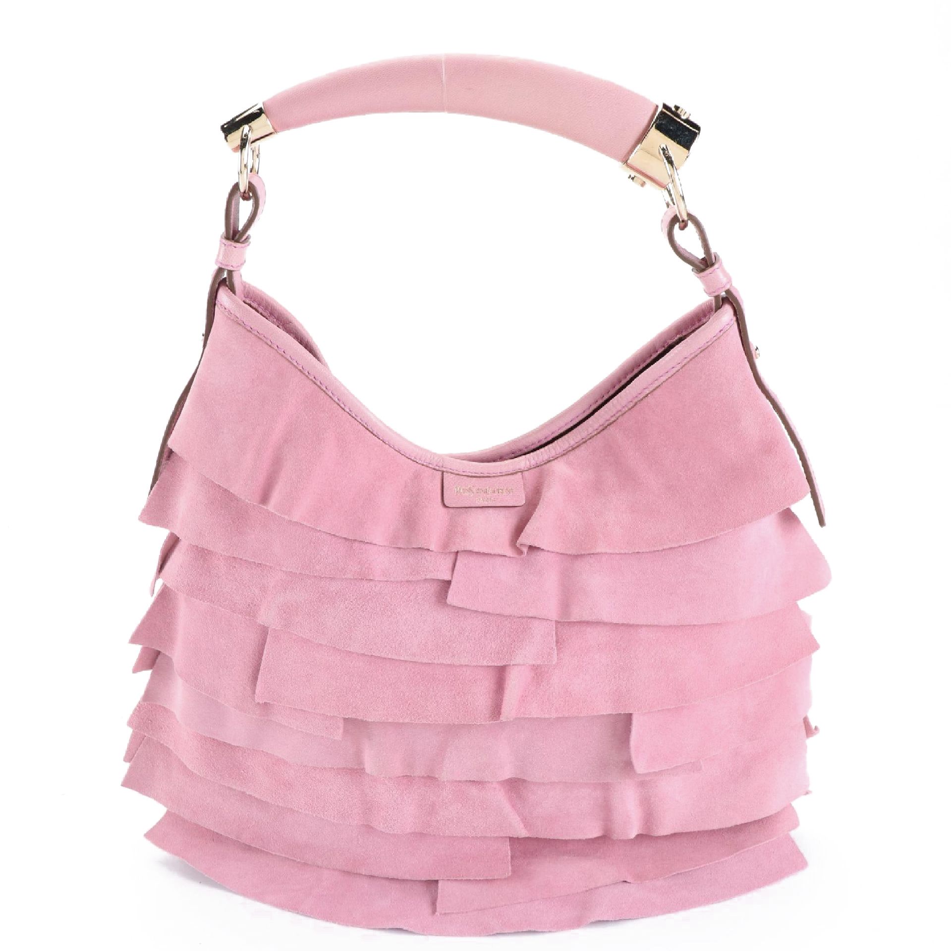 Yves Saint Laurent Mombasa Saint Tropez Handbag in Tiered Suede