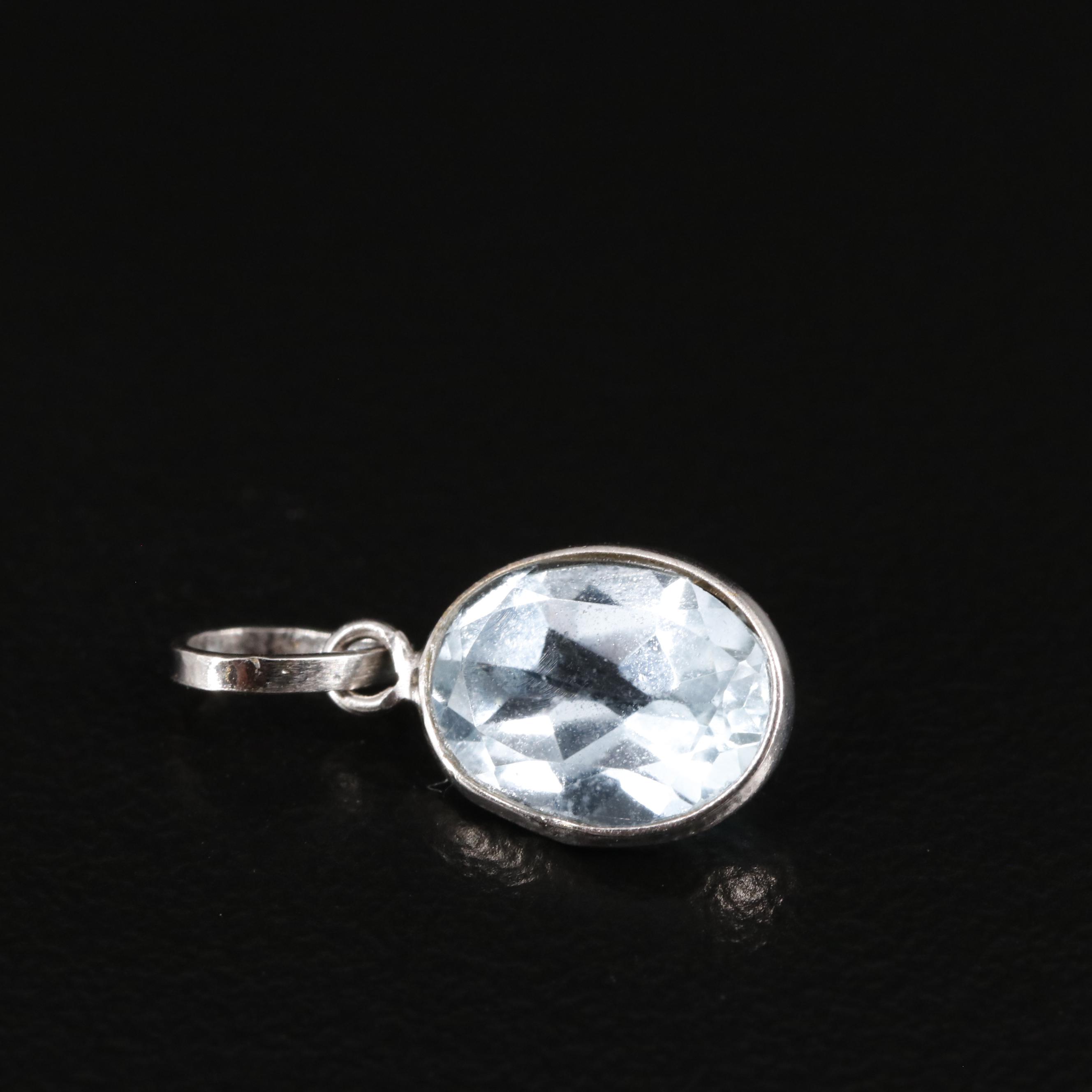 14K Blue Topaz Pendant