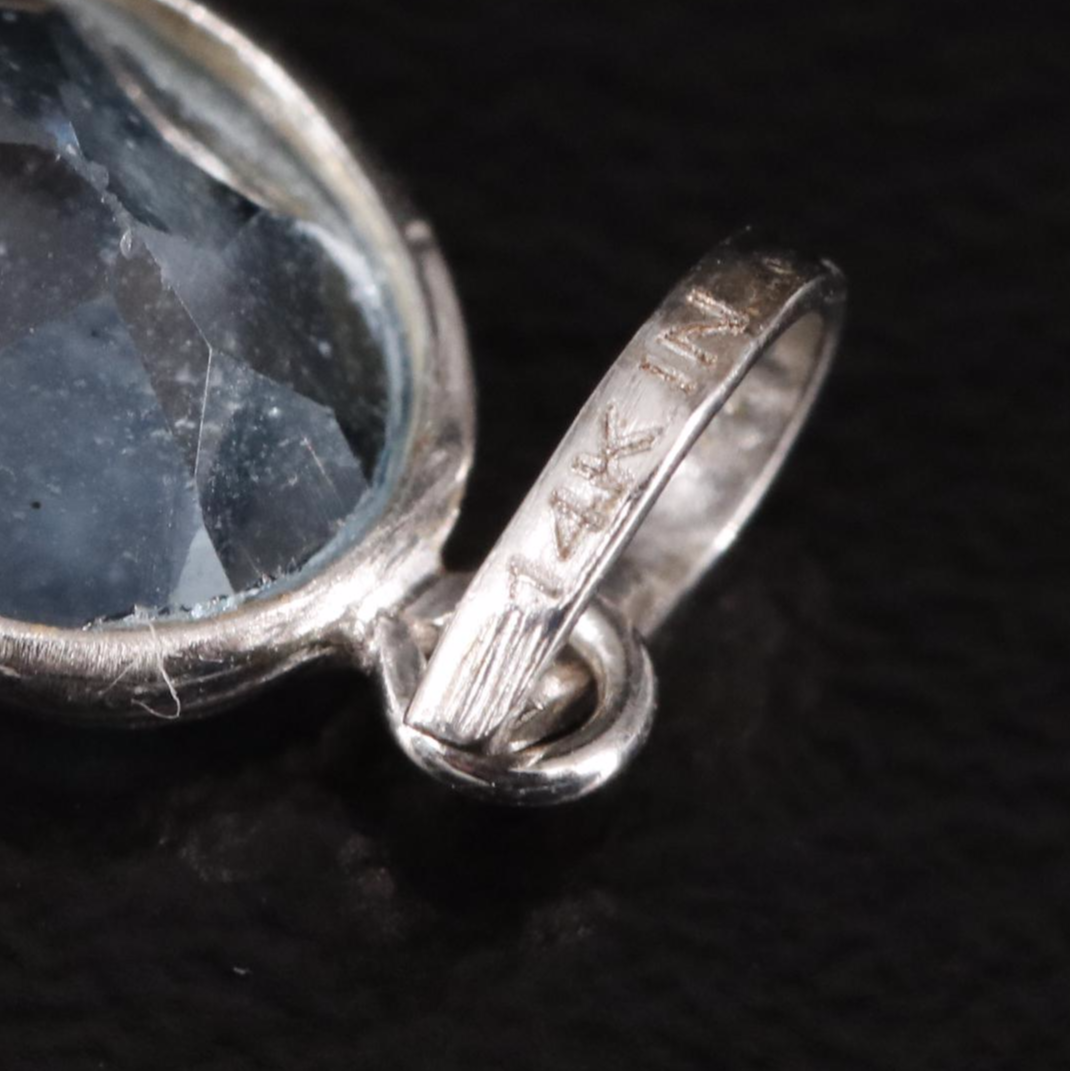 14K Blue Topaz Pendant