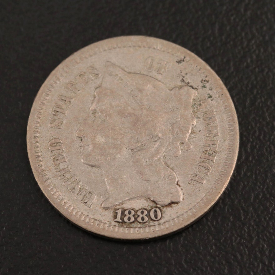 Low Mintage 1880 Three Cent Nickel