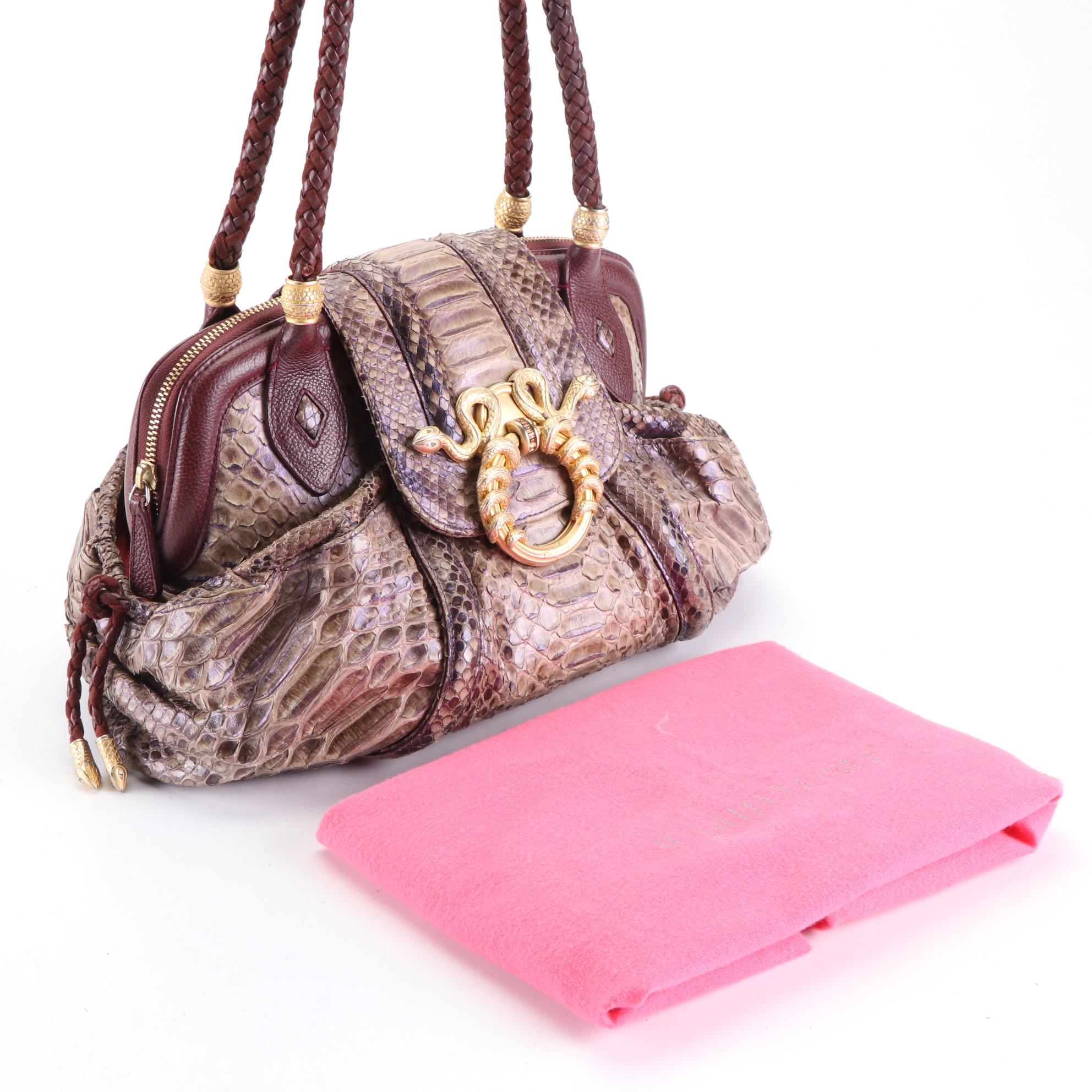 Judith Leiber x Rachel Zoe Medusa Bag in Python Skin and Leather