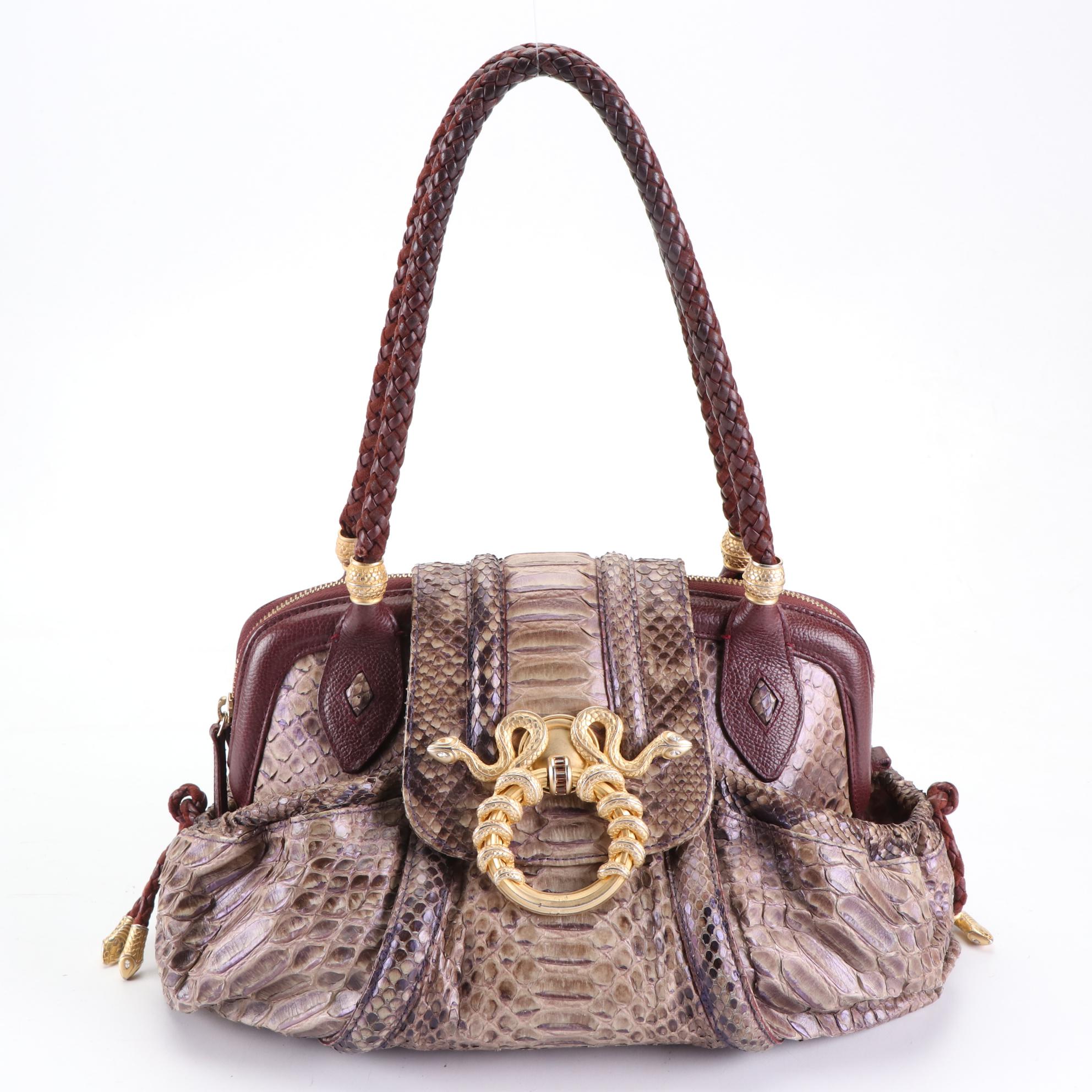 Judith Leiber x Rachel Zoe Medusa Bag in Python Skin and Leather