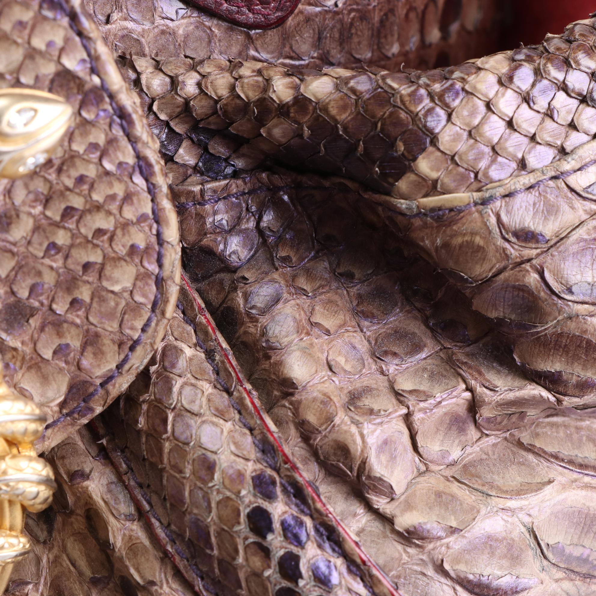 Judith Leiber x Rachel Zoe Medusa Bag in Python Skin and Leather