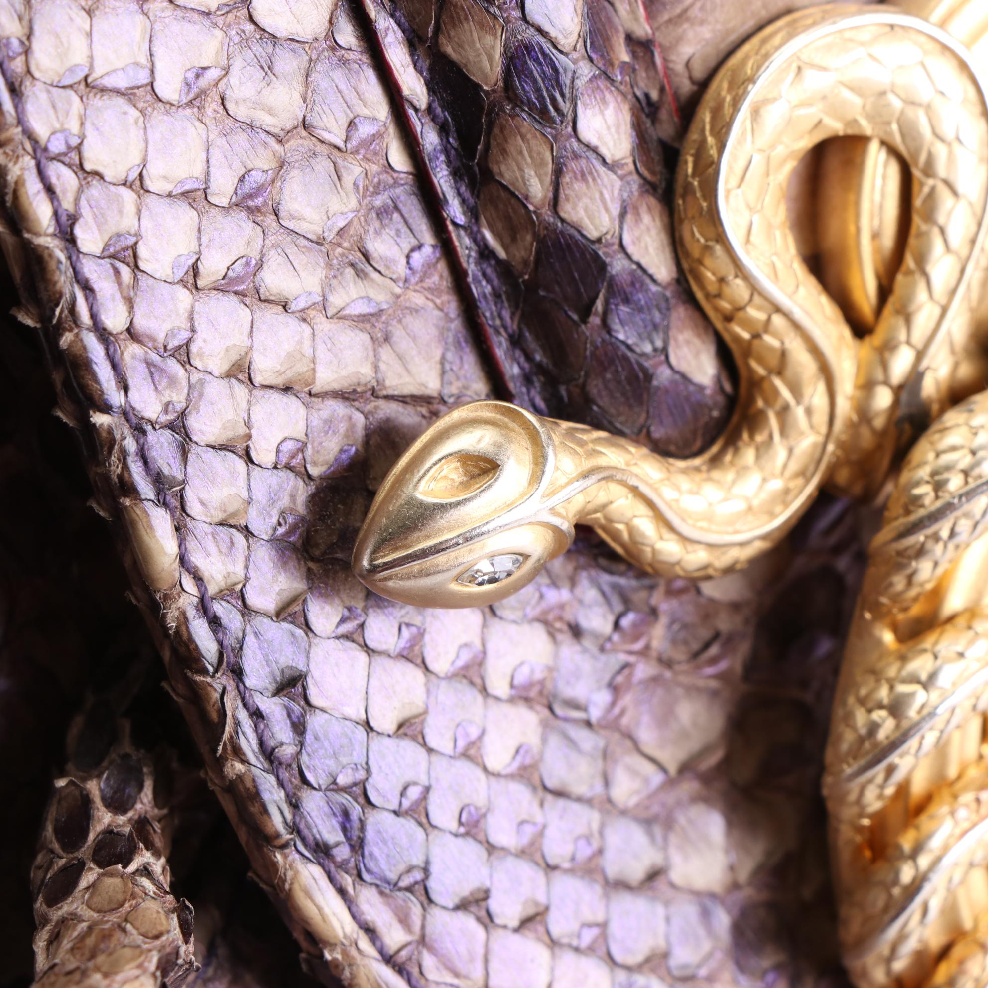 Judith Leiber x Rachel Zoe Medusa Bag in Python Skin and Leather
