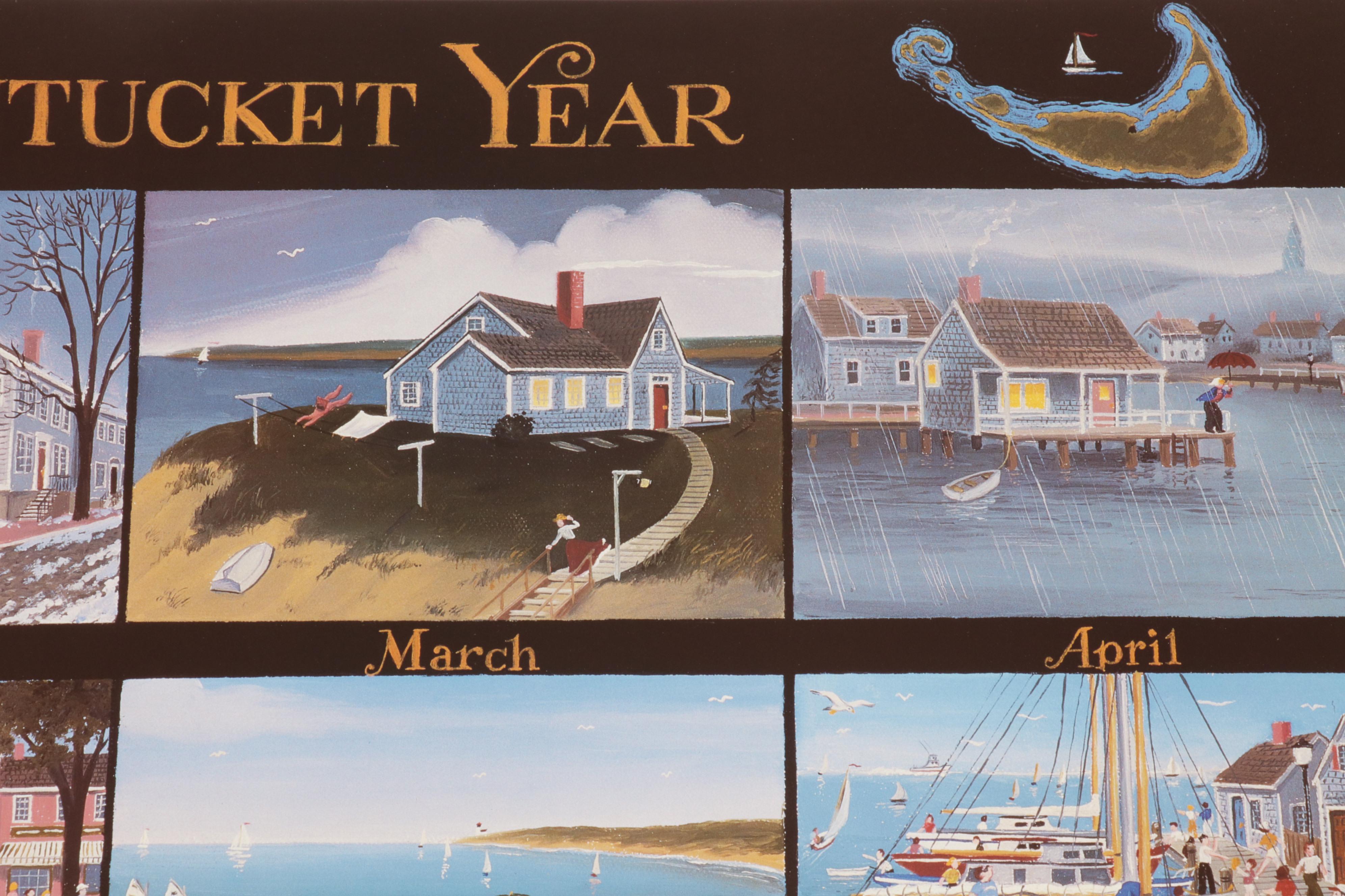 James Wallace Baker Offset Lithograph "A Nantucket Year," Circa 1986