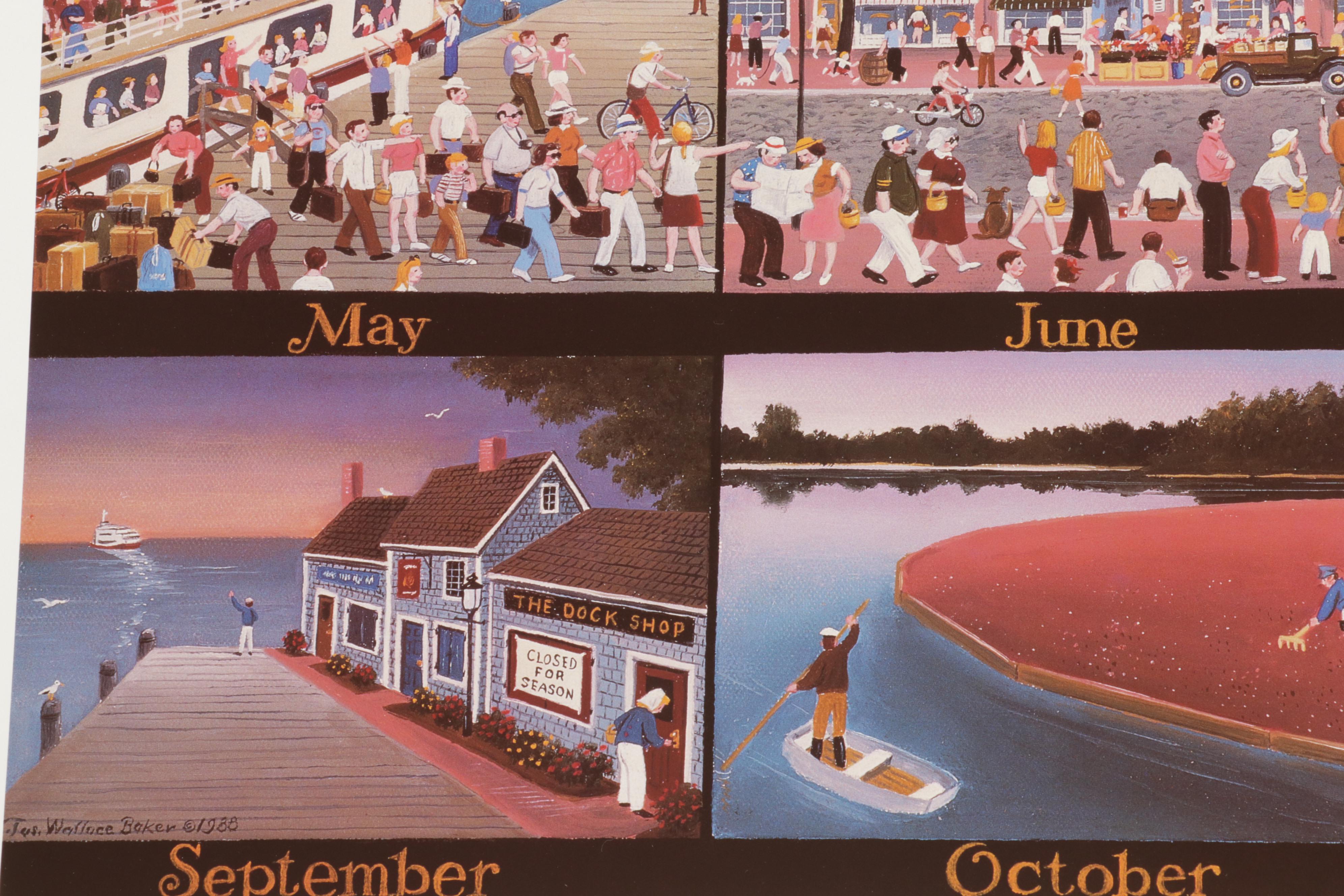 James Wallace Baker Offset Lithograph "A Nantucket Year," Circa 1986