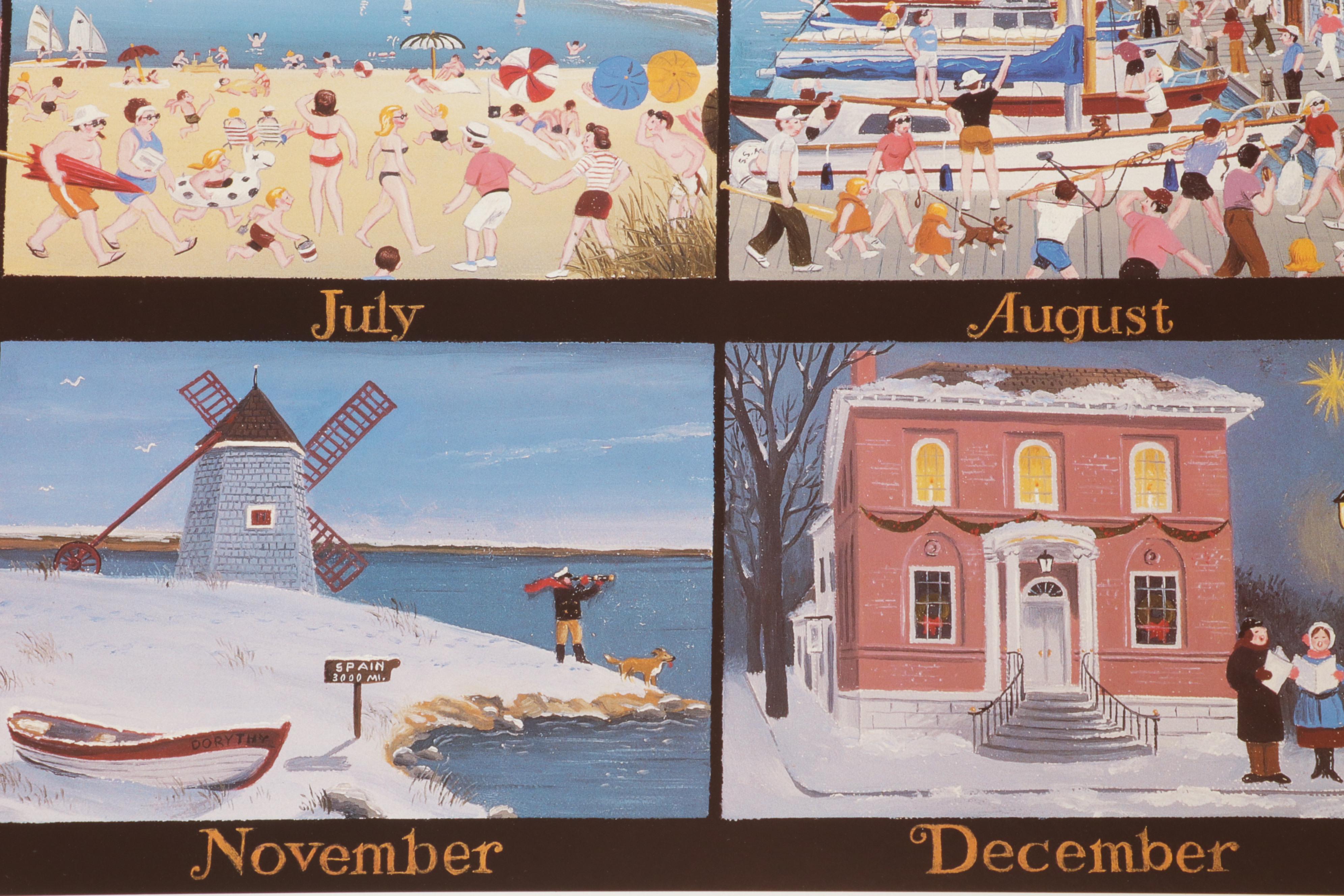 James Wallace Baker Offset Lithograph "A Nantucket Year," Circa 1986