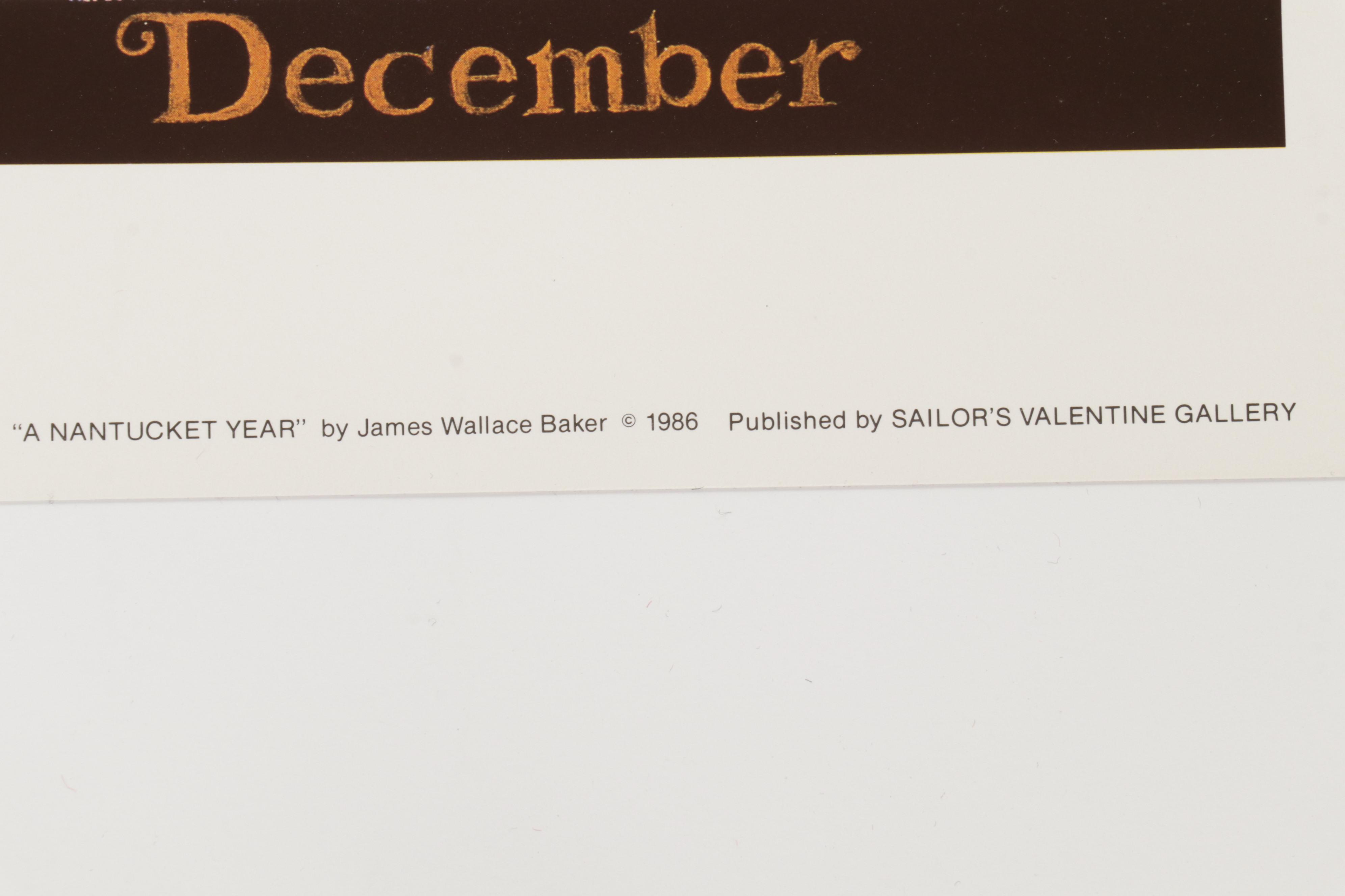 James Wallace Baker Offset Lithograph "A Nantucket Year," Circa 1986