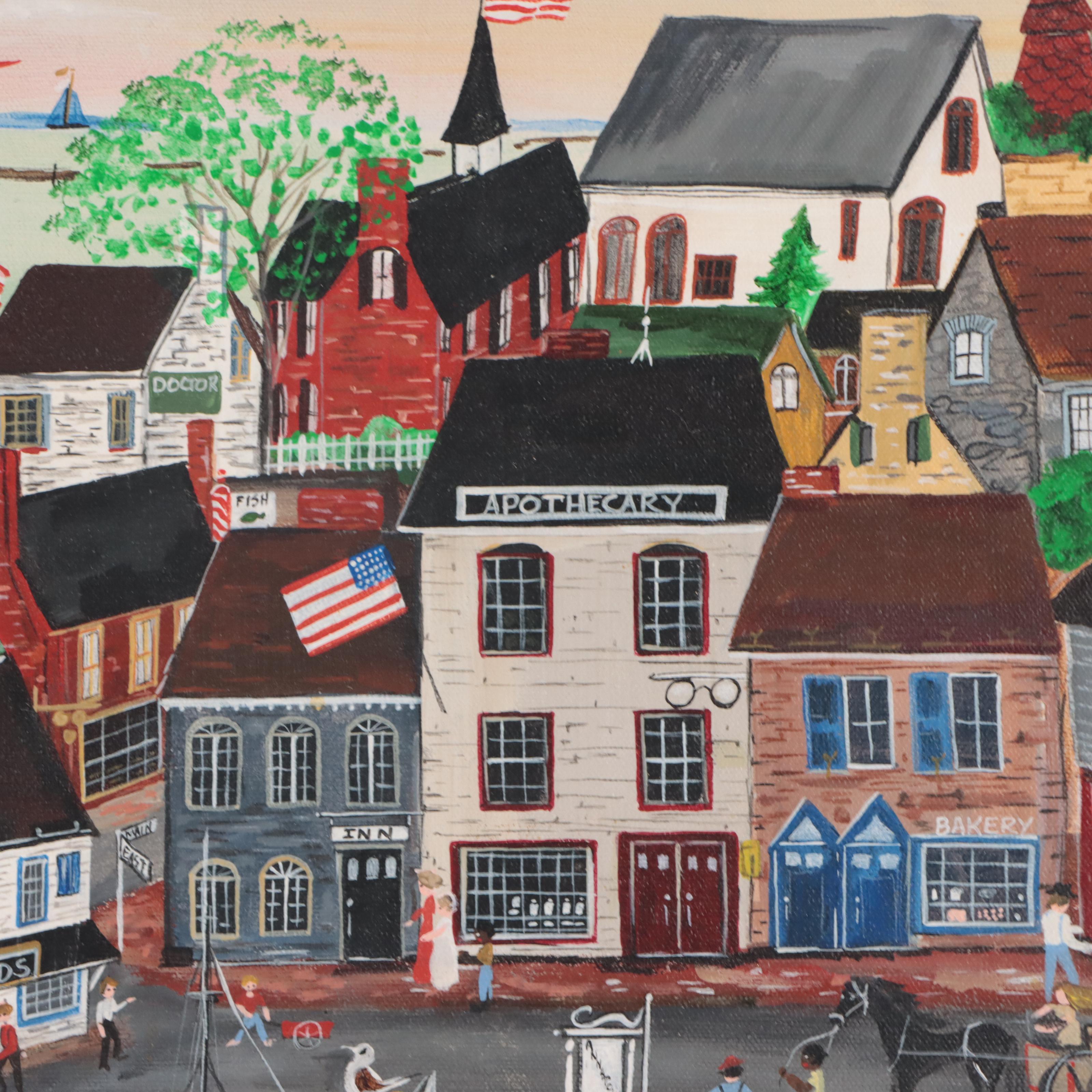 Joyce Kotting Basye Folk Art Acrylic Painting, 1986