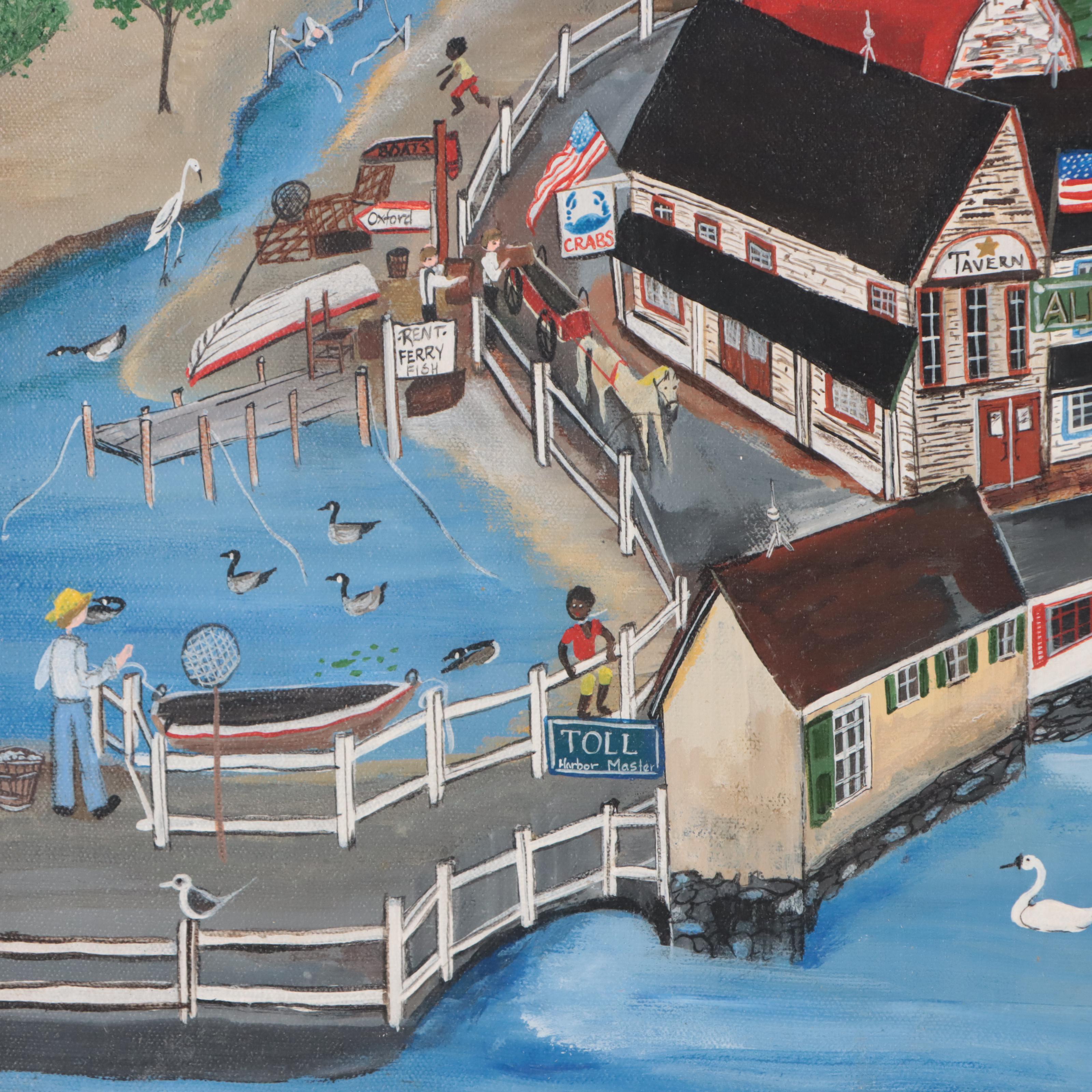 Joyce Kotting Basye Folk Art Acrylic Painting, 1986