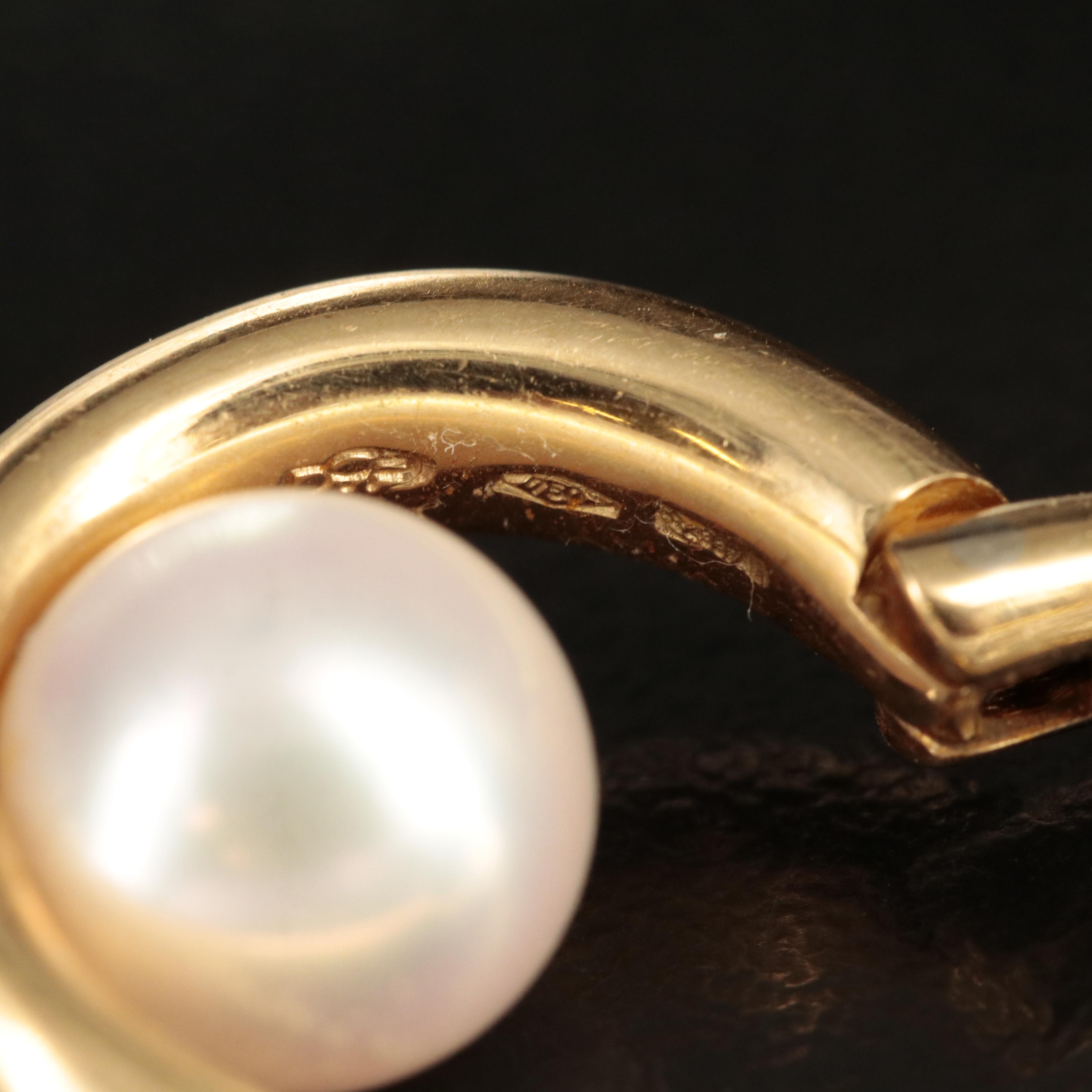 18K Pearl J Hoop Earrings