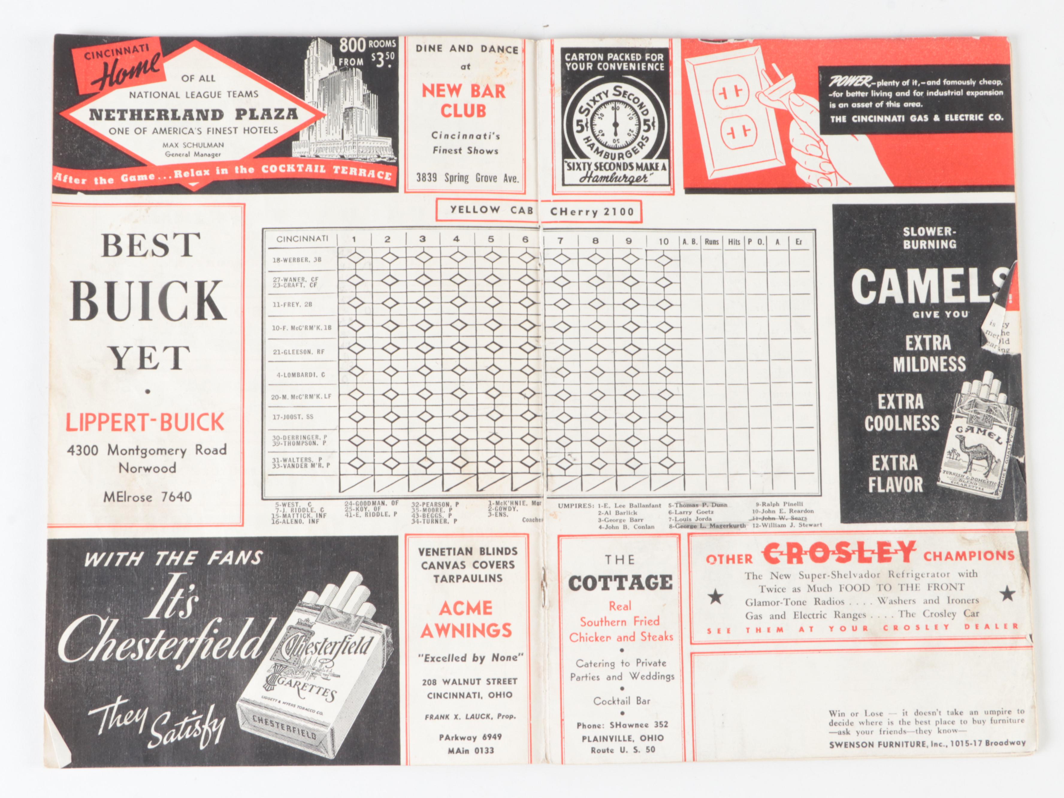 Cincinnati Reds 1941, 1946 and 1954 MLB Season Score Books
