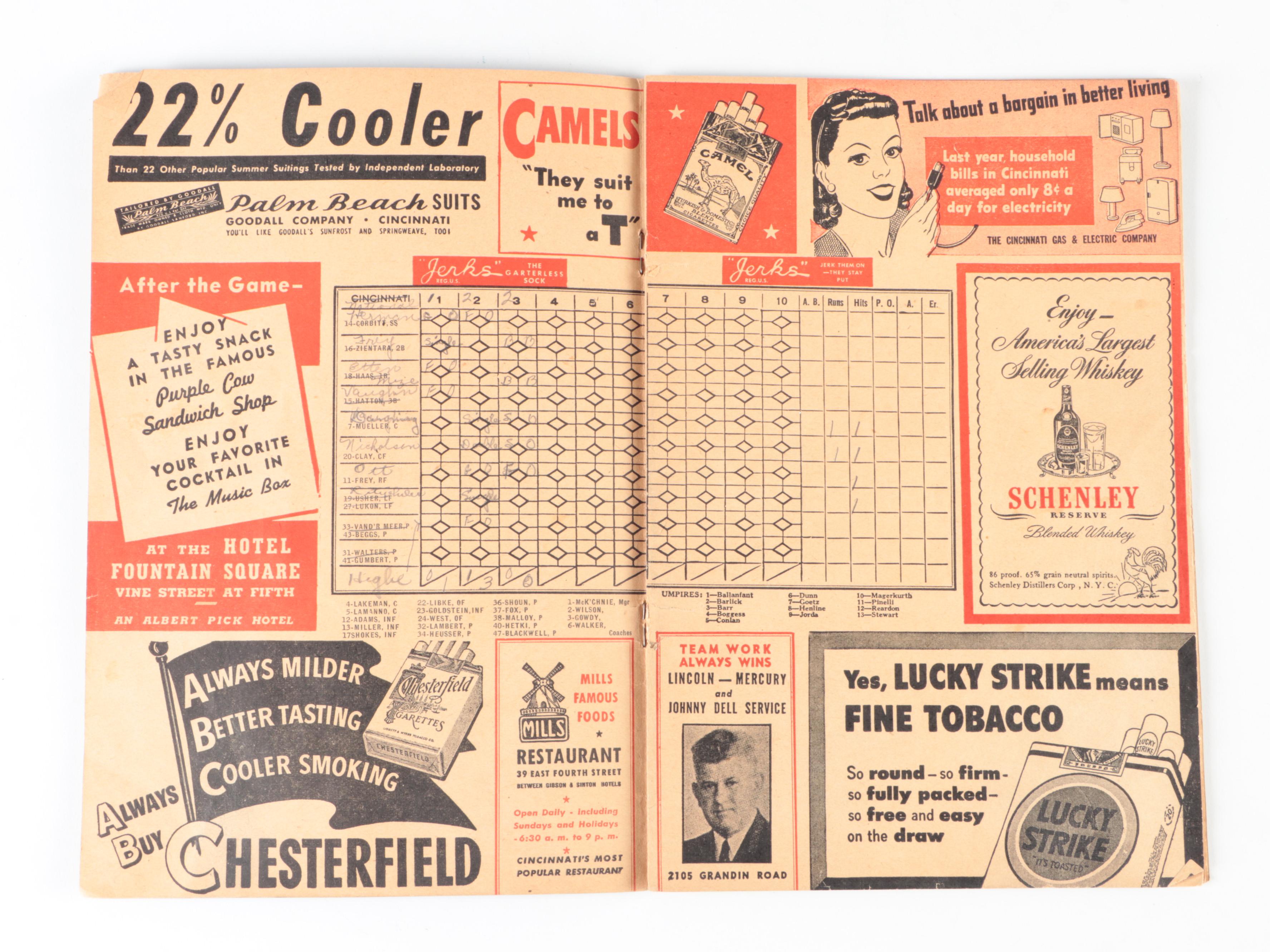 Cincinnati Reds 1941, 1946 and 1954 MLB Season Score Books