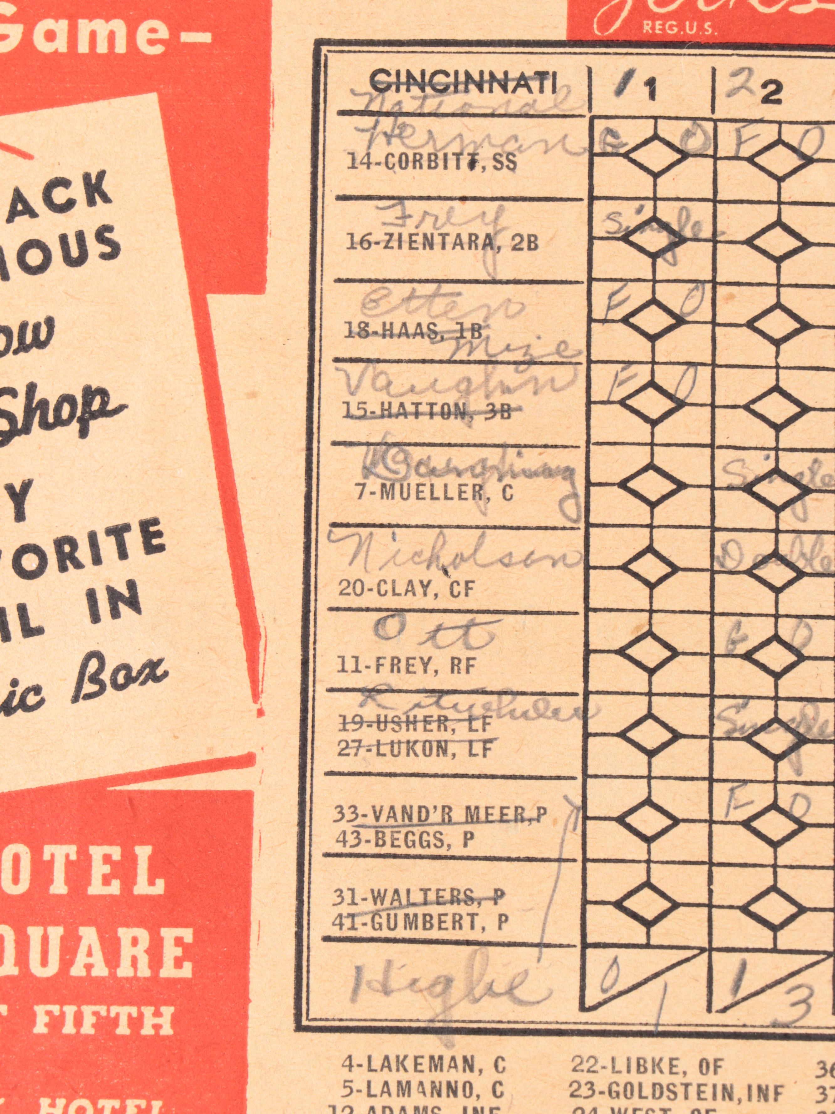 Cincinnati Reds 1941, 1946 and 1954 MLB Season Score Books