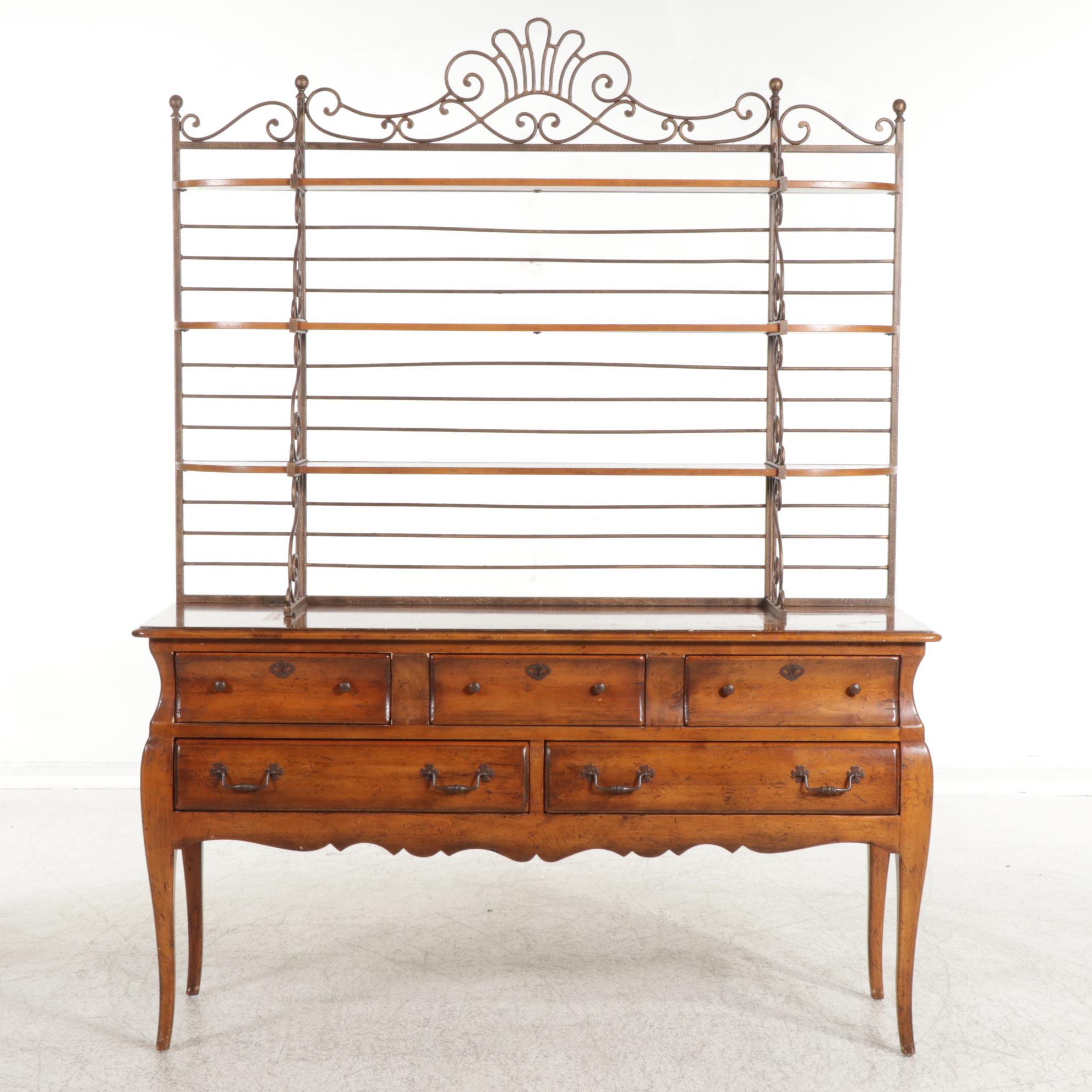 Henredon "Registry" French Style Fruitwood and Iron Buffet a Deux Corps