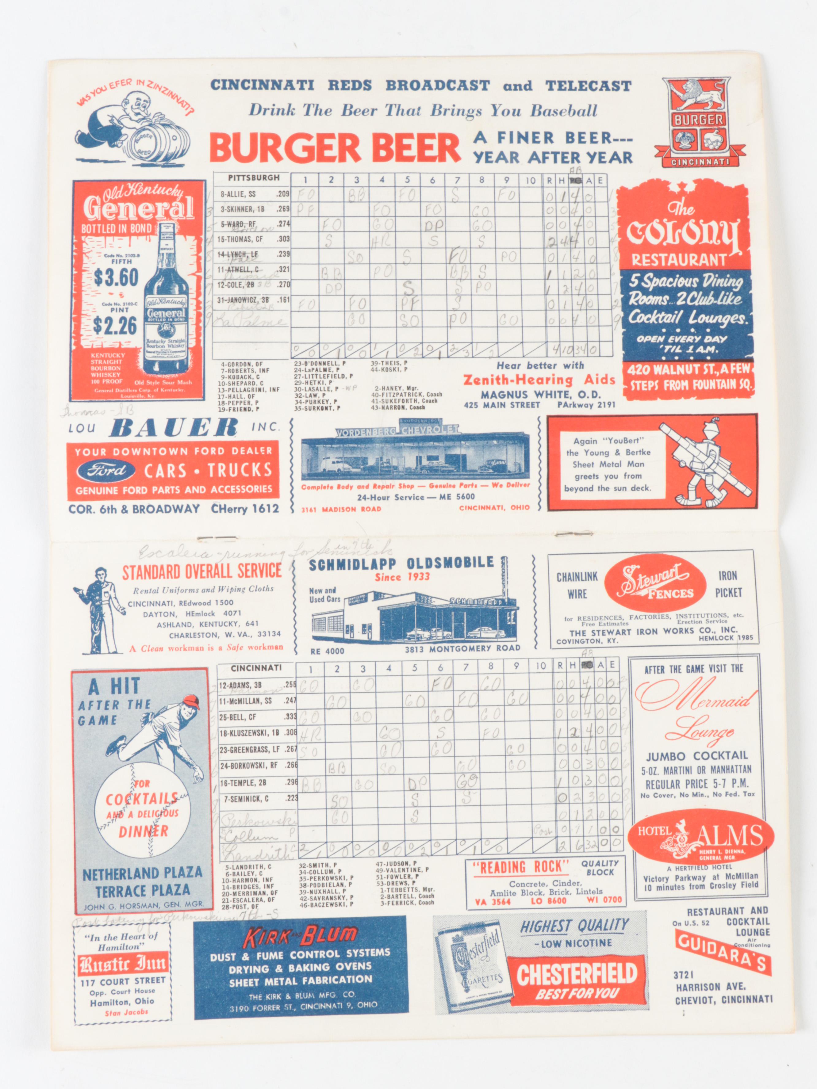 Cincinnati Reds 1941, 1946 and 1954 MLB Season Score Books