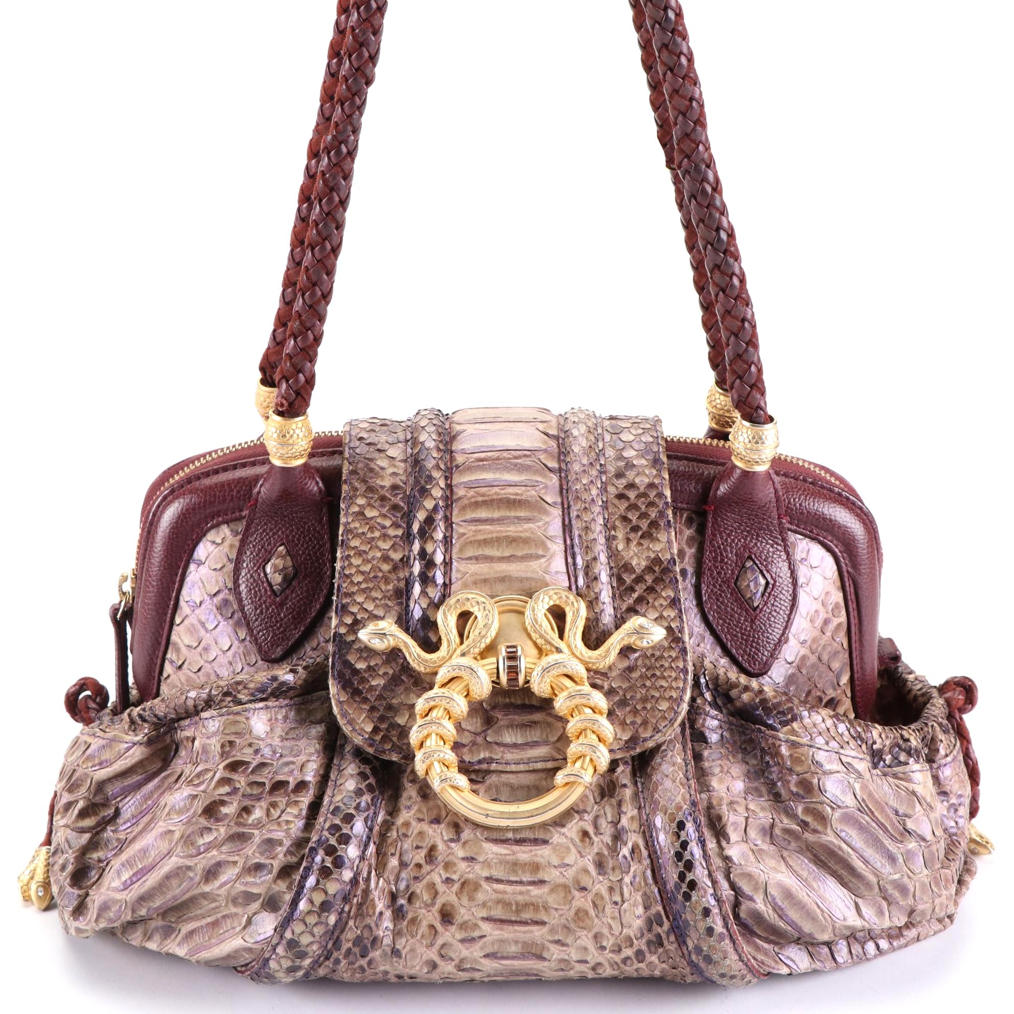 Judith Leiber x Rachel Zoe Medusa Bag in Python Skin and Leather