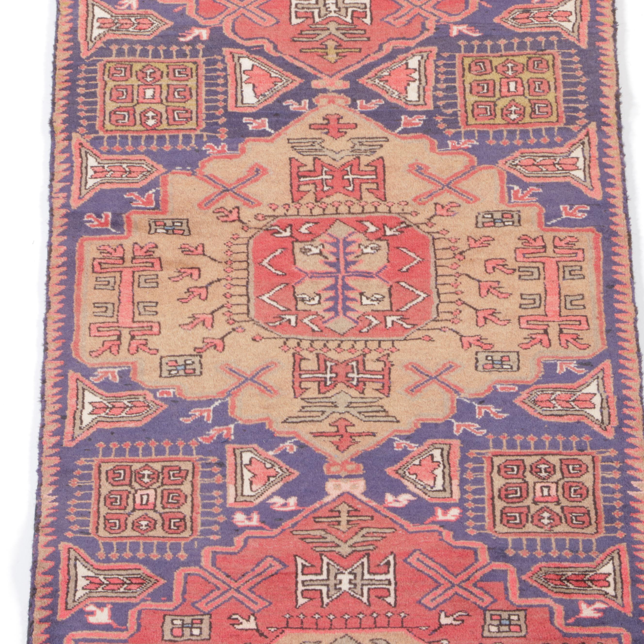 2'5 x 9'6 Hand-Knotted Caucasian Kazak Remnant Carpet Runner