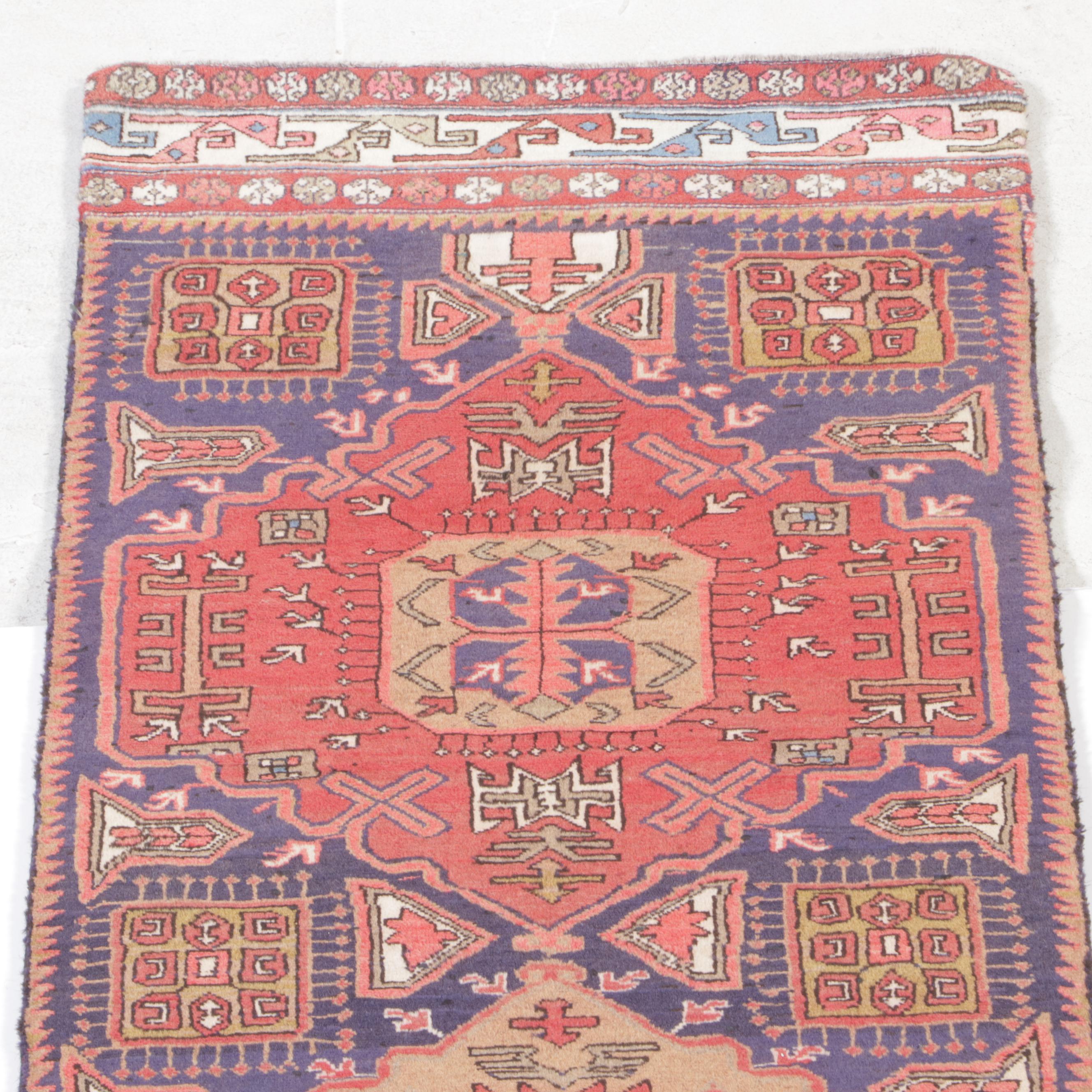 2'5 x 9'6 Hand-Knotted Caucasian Kazak Remnant Carpet Runner