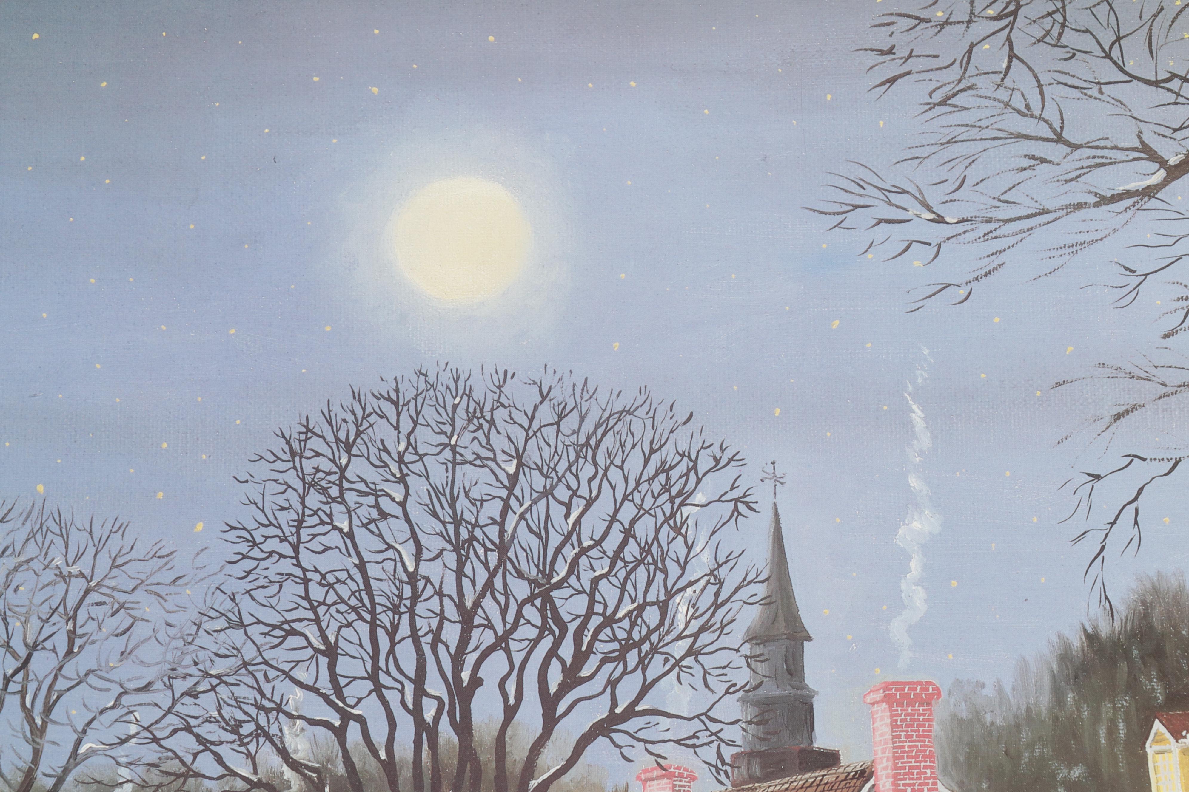 James Wallace Baker Offset Lithograph "Christmas Eve in Williamsburg," 1986