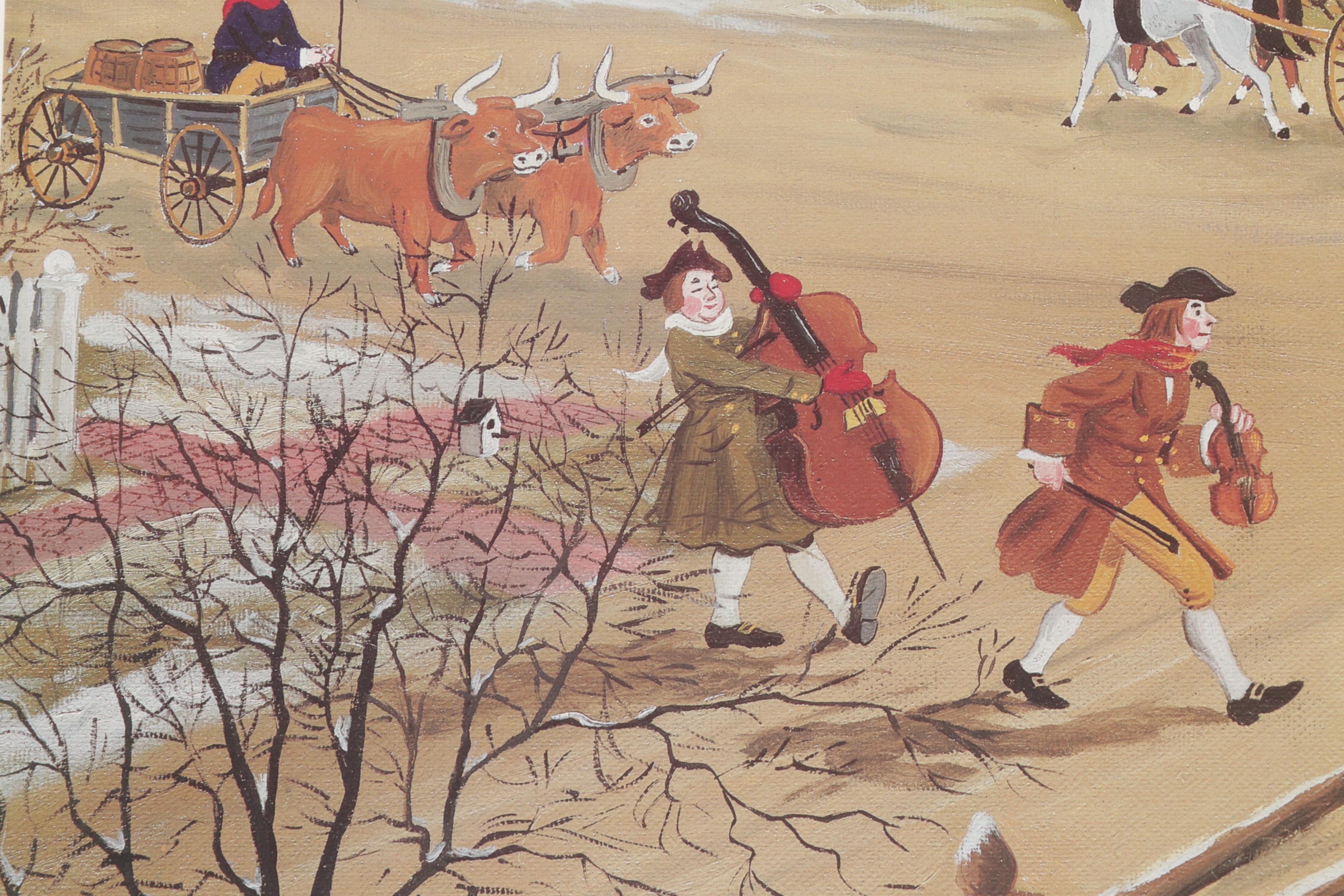 James Wallace Baker Offset Lithograph "Christmas Eve in Williamsburg," 1986