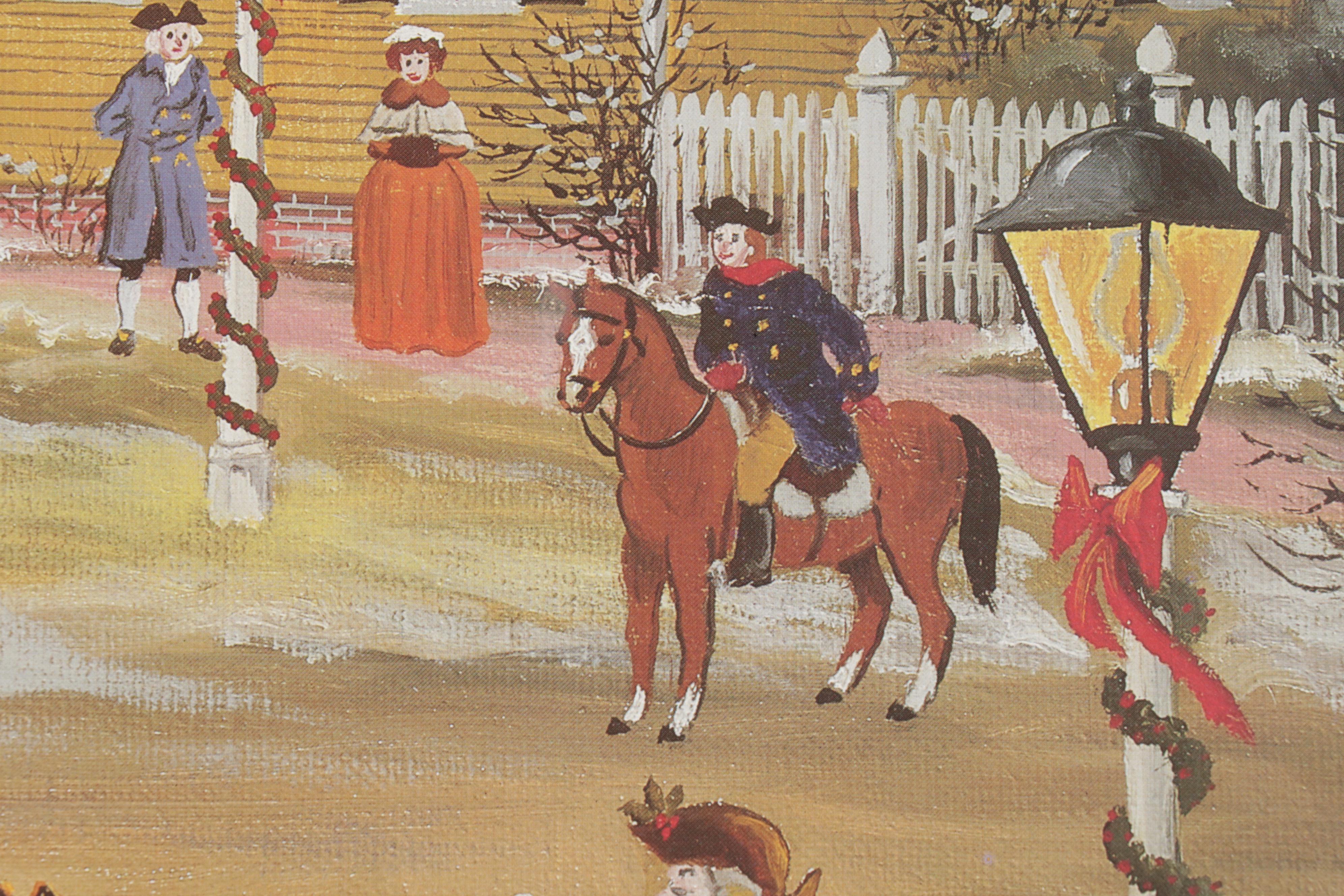 James Wallace Baker Offset Lithograph "Christmas Eve in Williamsburg," 1986